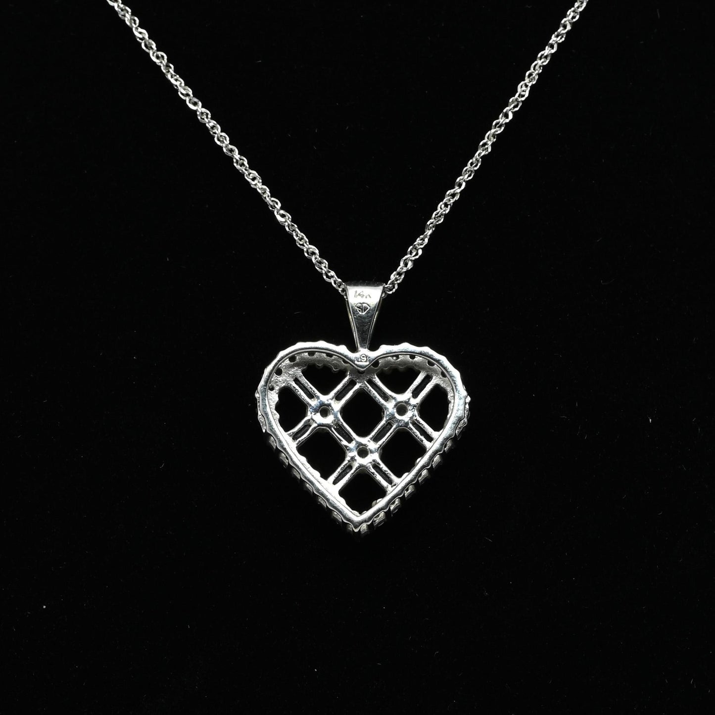 Diamond & Sapphire Heart 14k White Gold Pendant