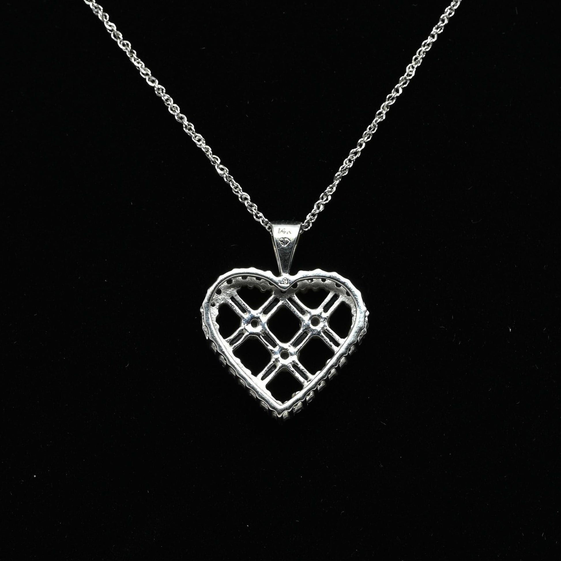 Diamond & Sapphire Heart 14k White Gold Pendant