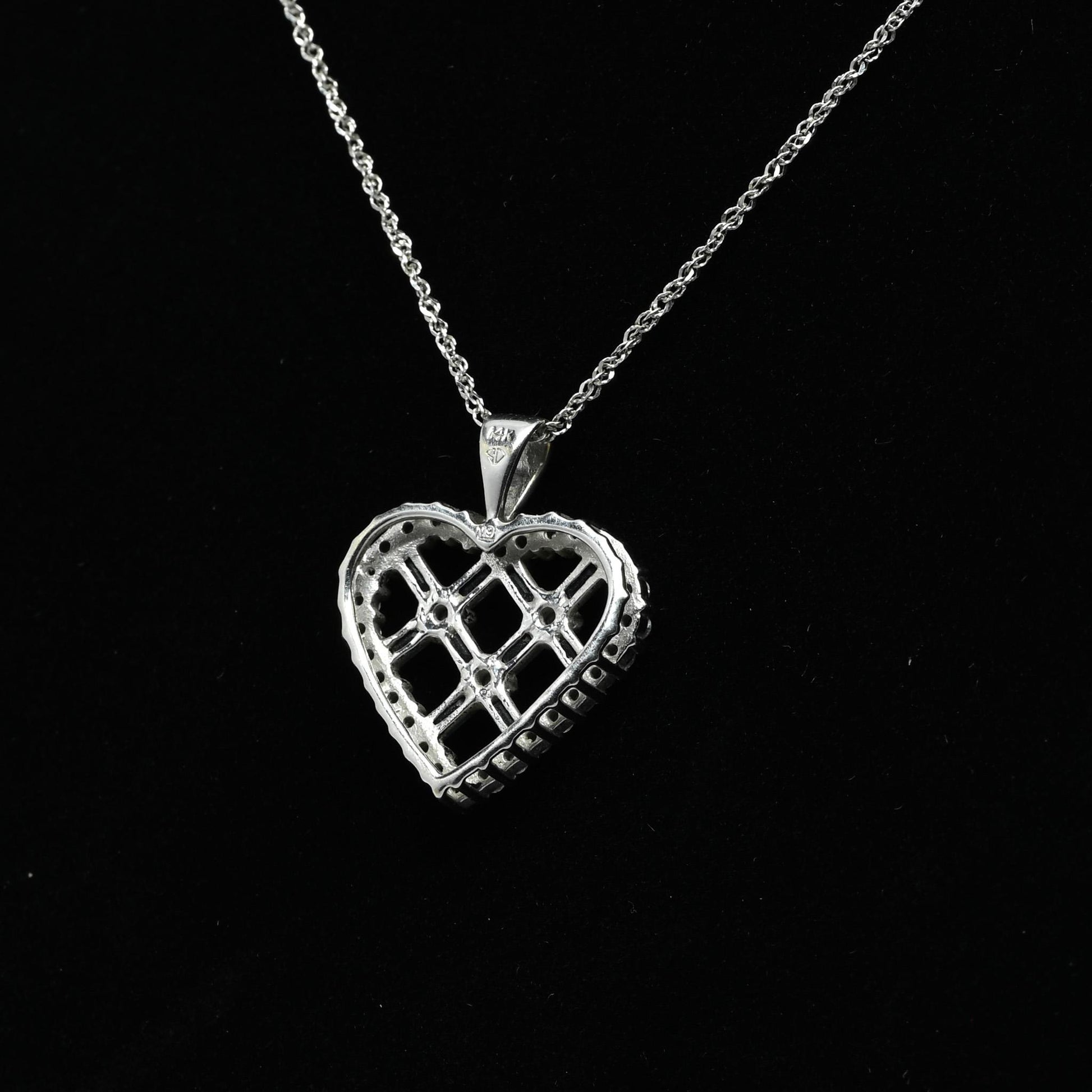 Diamond & Sapphire Heart 14k White Gold Pendant