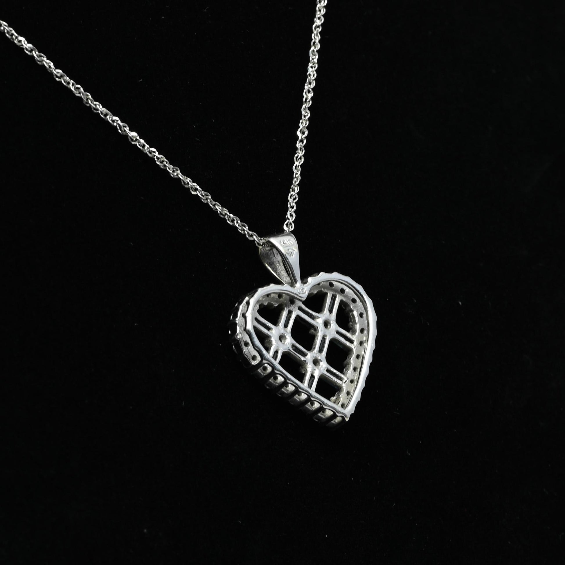 Diamond & Sapphire Heart 14k White Gold Pendant