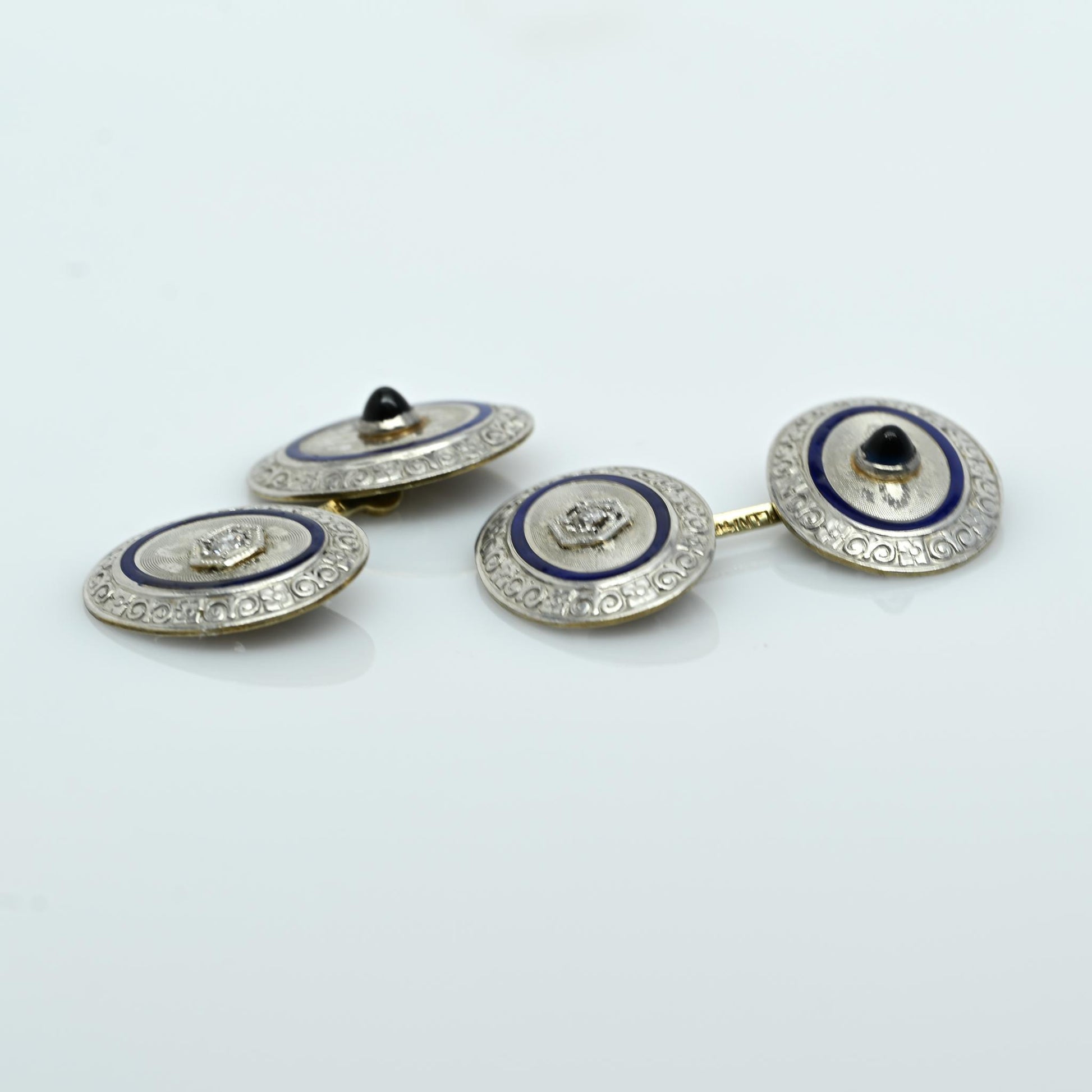 Art Deco Platinum over Gold Diamond & Sapphire Cufflinks