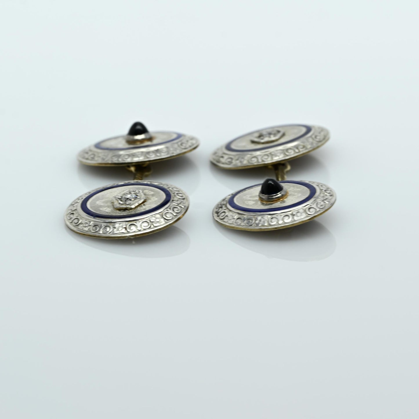 Art Deco Platinum over Gold Diamond & Sapphire Cufflinks