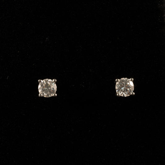 New 1 Carat tw Round Lab Grown Diamond Studs 14K White Gold Friction Back