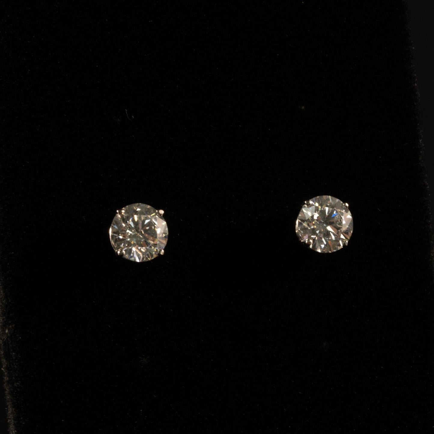 New 2 Carat tw Round Lab Grown Diamond Studs 14K White Gold Friction Back