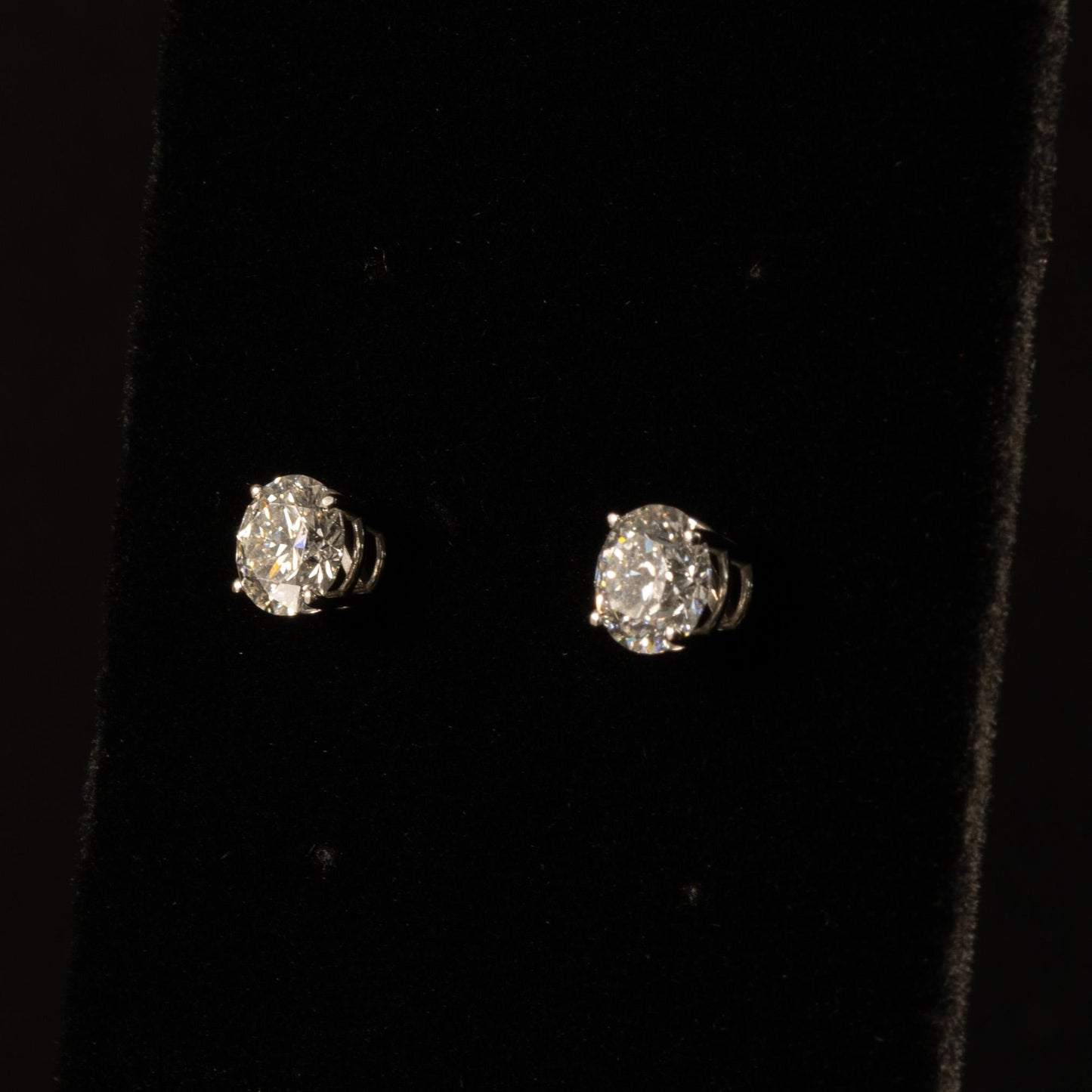 New 2 Carat tw Round Lab Grown Diamond Studs 14K White Gold Friction Back