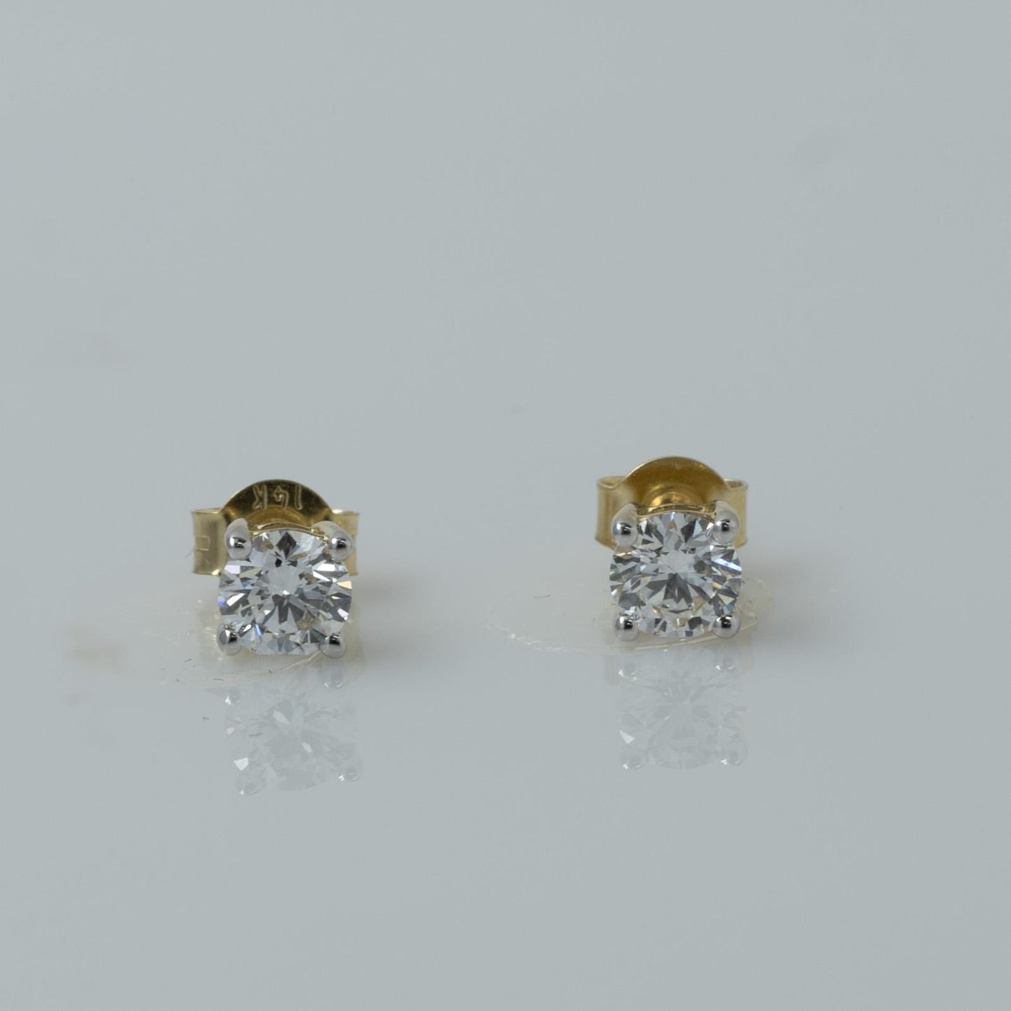 New 1 Carat tw Round Lab Grown Diamond Studs 14K Yellow Gold Friction Back