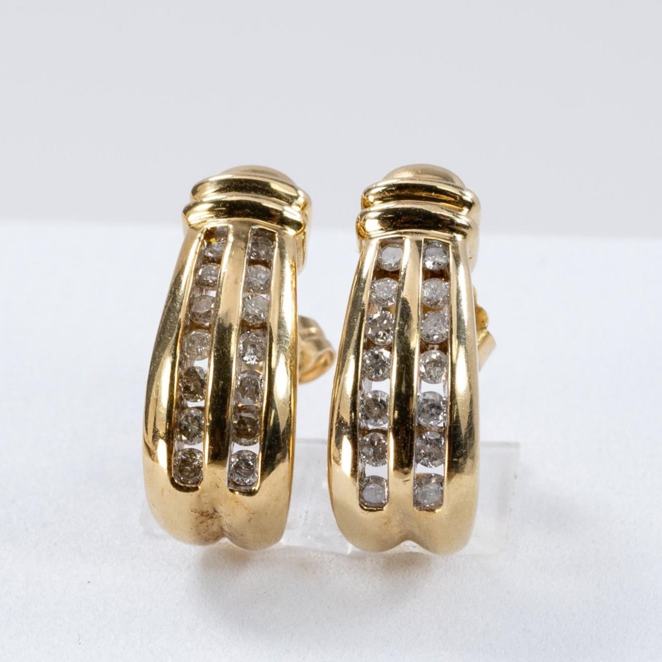 J Hoop Diamond 10K Yellow Gold Earrings