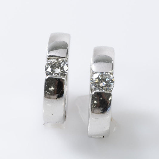 0.80ctw Round Diamond 14k White Gold Huggie Earrings