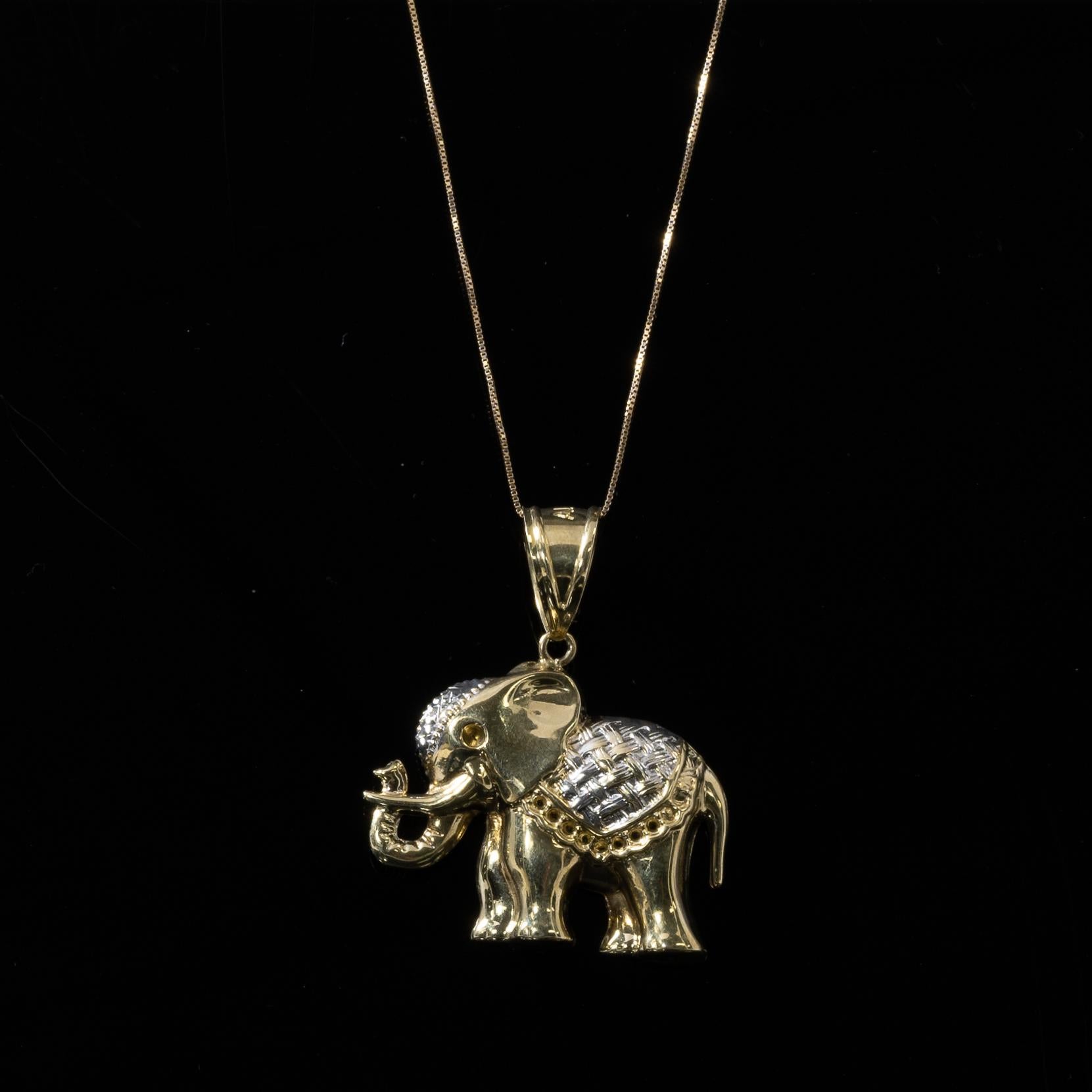 10K Yellow Gold Elephant Pendant