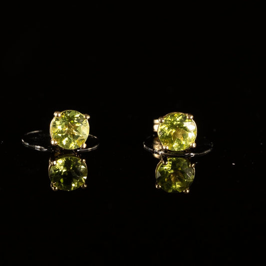 Peridot 14k Yellow Gold Stud Earrings