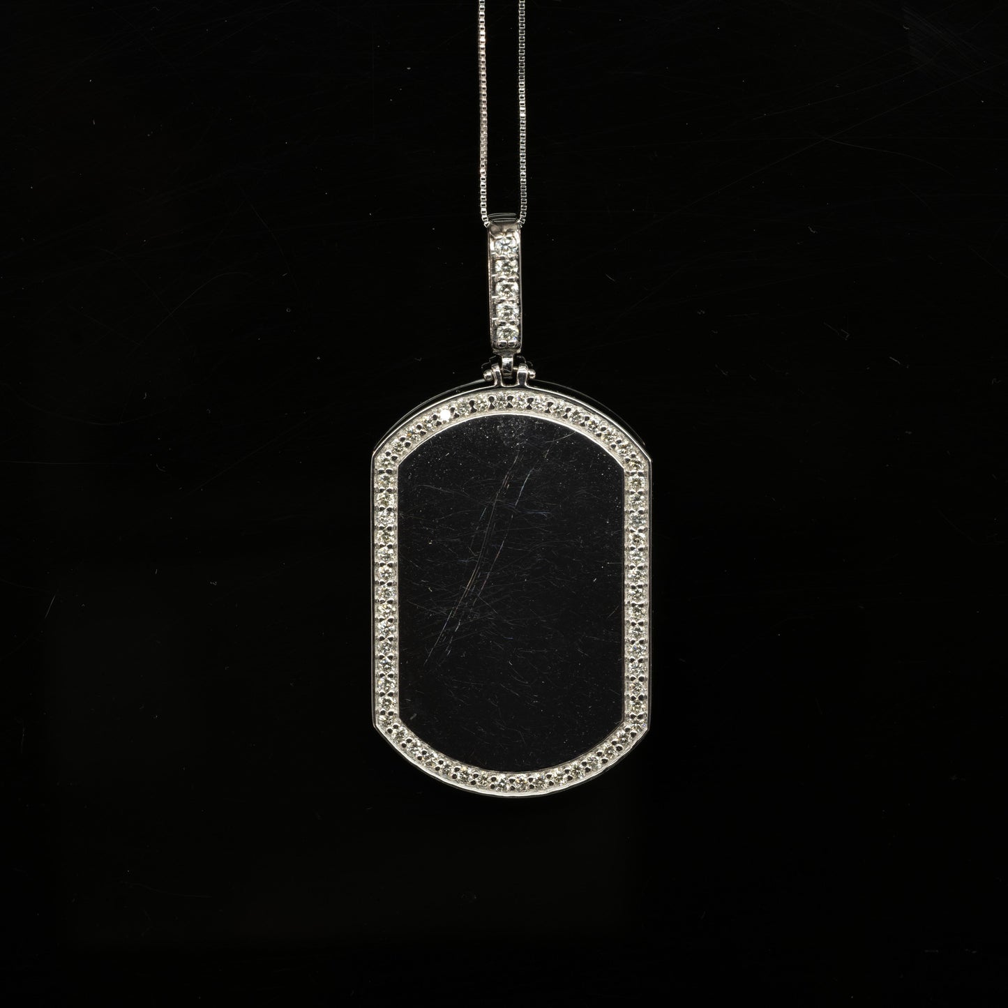 1.25cttw Diamond Dog Tag Pendant in 10k White Gold