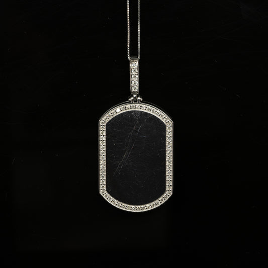 1.25cttw Diamond Dog Tag Pendant in 10k White Gold