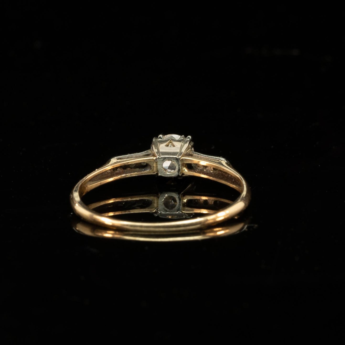 Retro 0.40ctw Old European Cut Diamond Engagement Ring 14k White & Yellow Gold