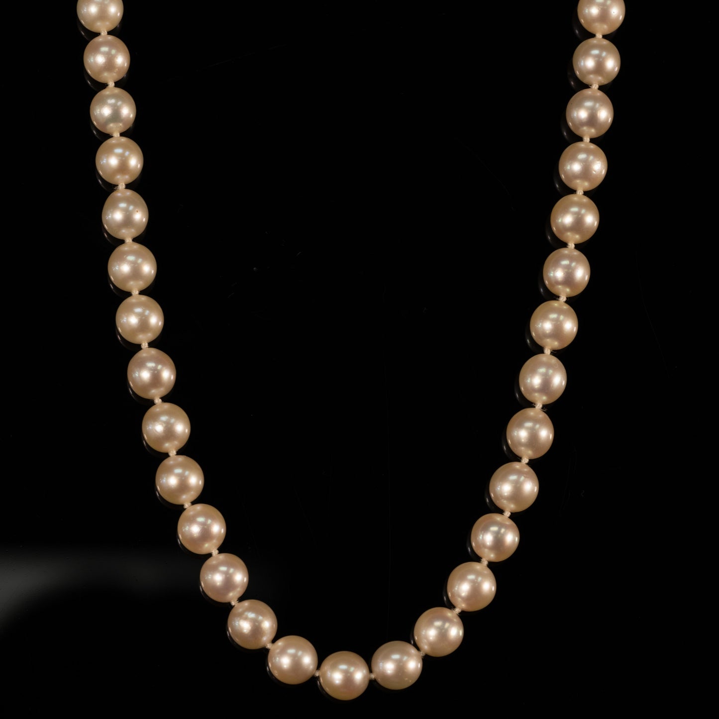 10mm Golden Pearl Necklace 35" Long 14k Gold Clasp