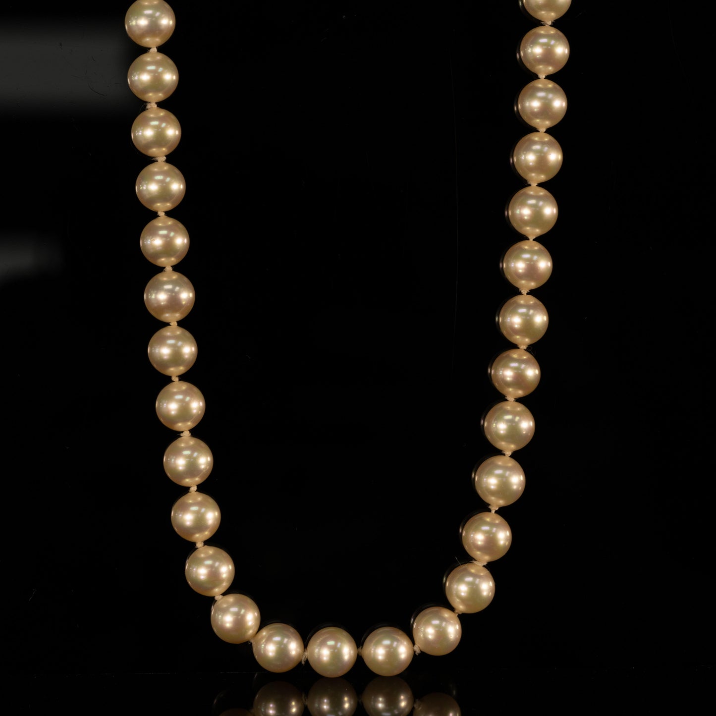 10mm Golden Pearl Necklace 35" Long 14k Gold Clasp