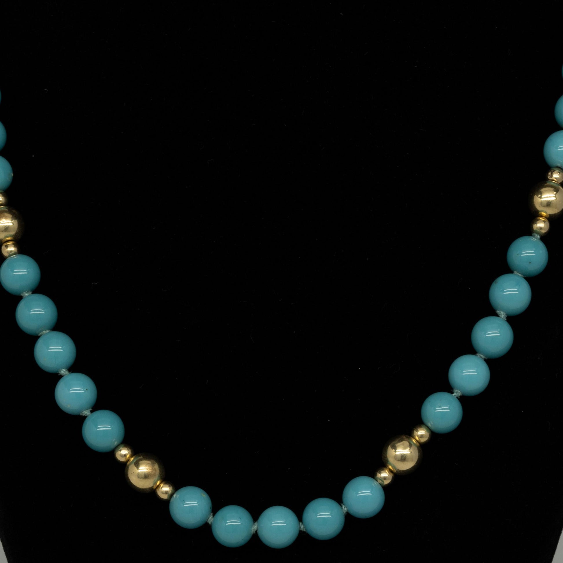 Turquoise and 14K Gold Bead Necklace