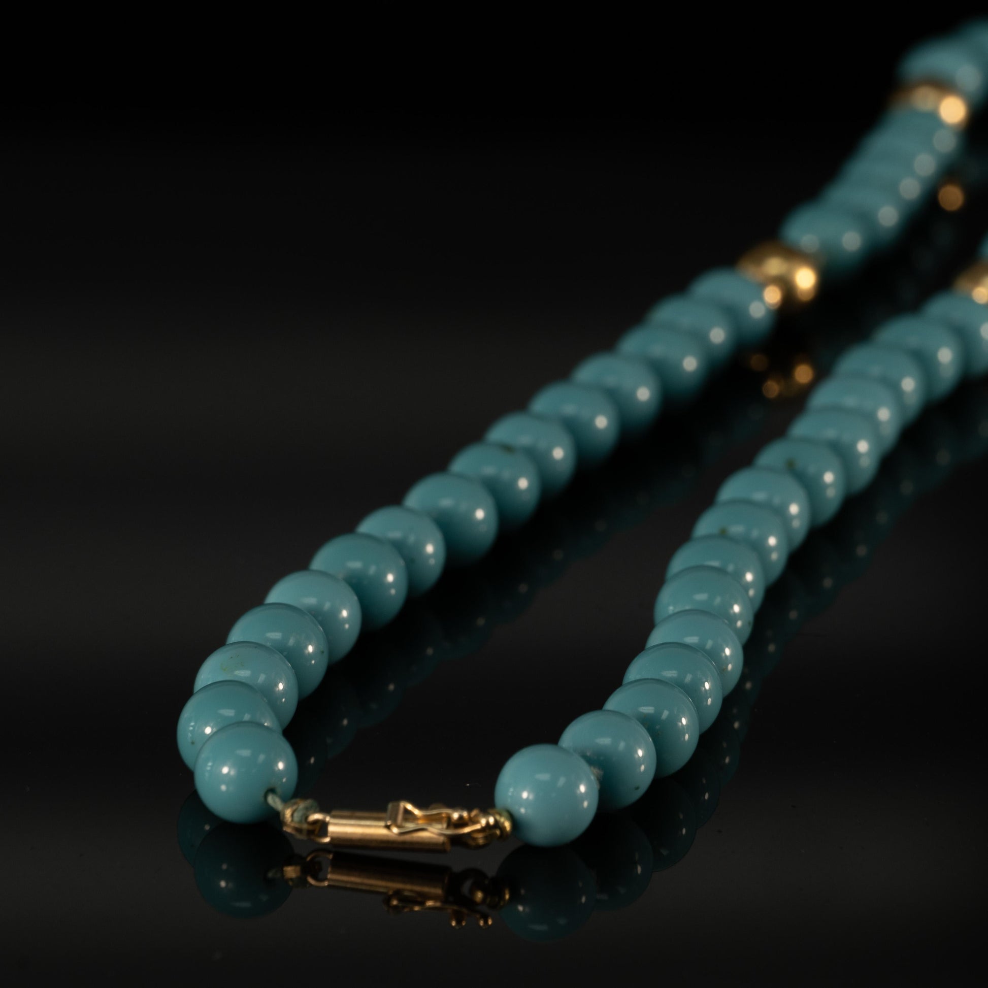 Turquoise and 14K Gold Bead Necklace