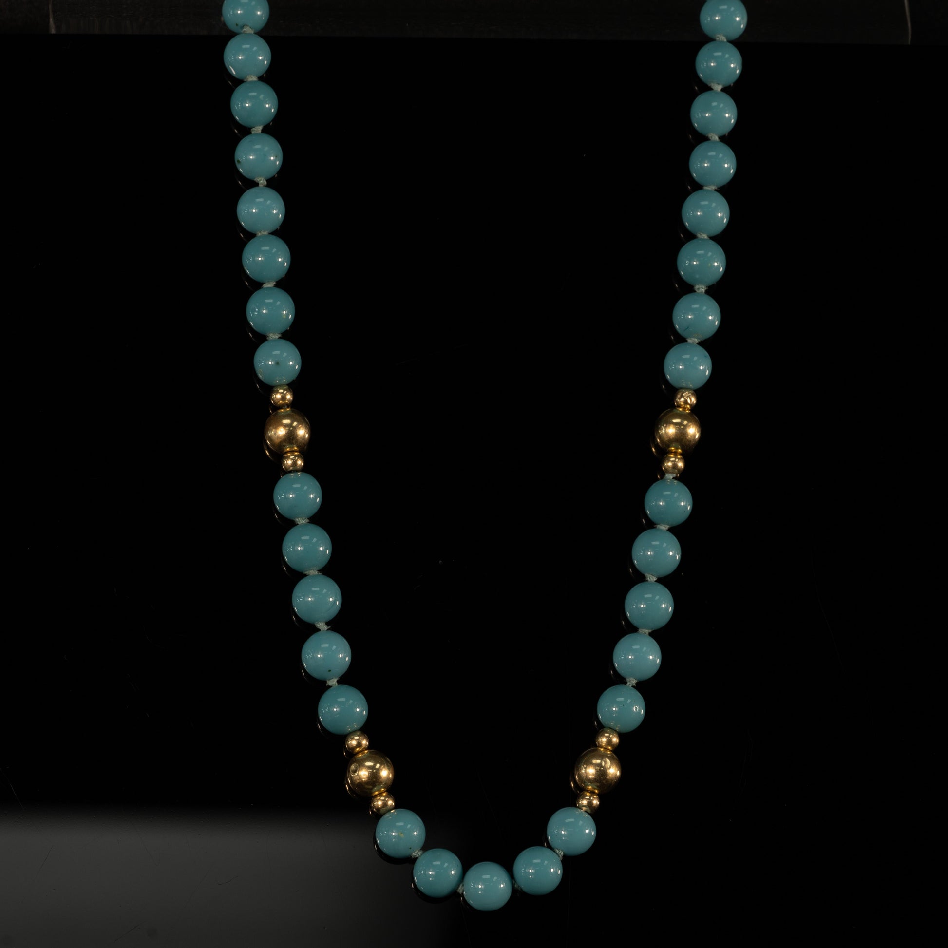 Turquoise and 14K Gold Bead Necklace