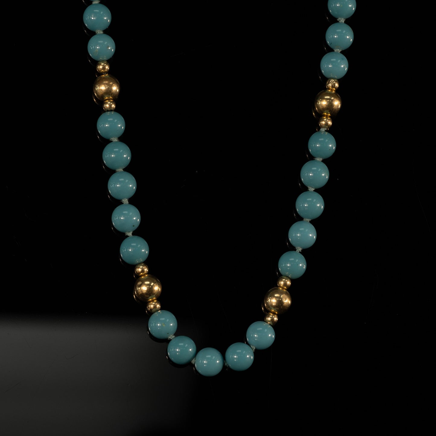 Turquoise and 14K Gold Bead Necklace