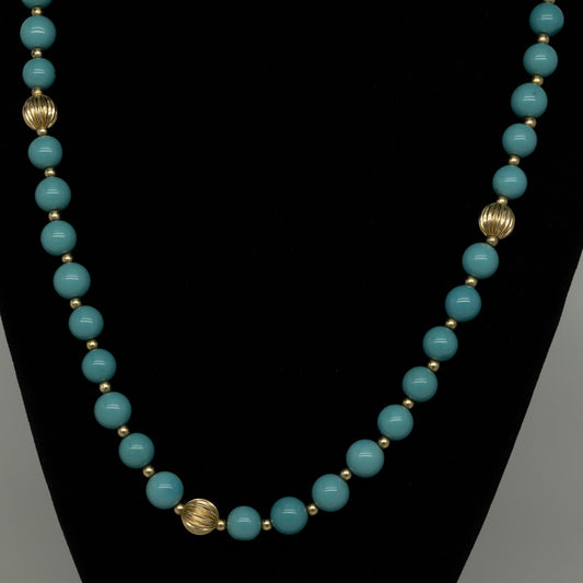 Turquoise and 14k Gold Bead Necklace