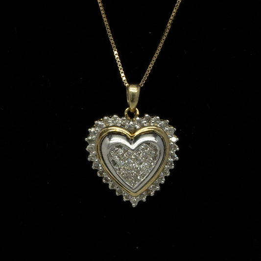 Diamond Heart Two Tone 10k Gold Pendant