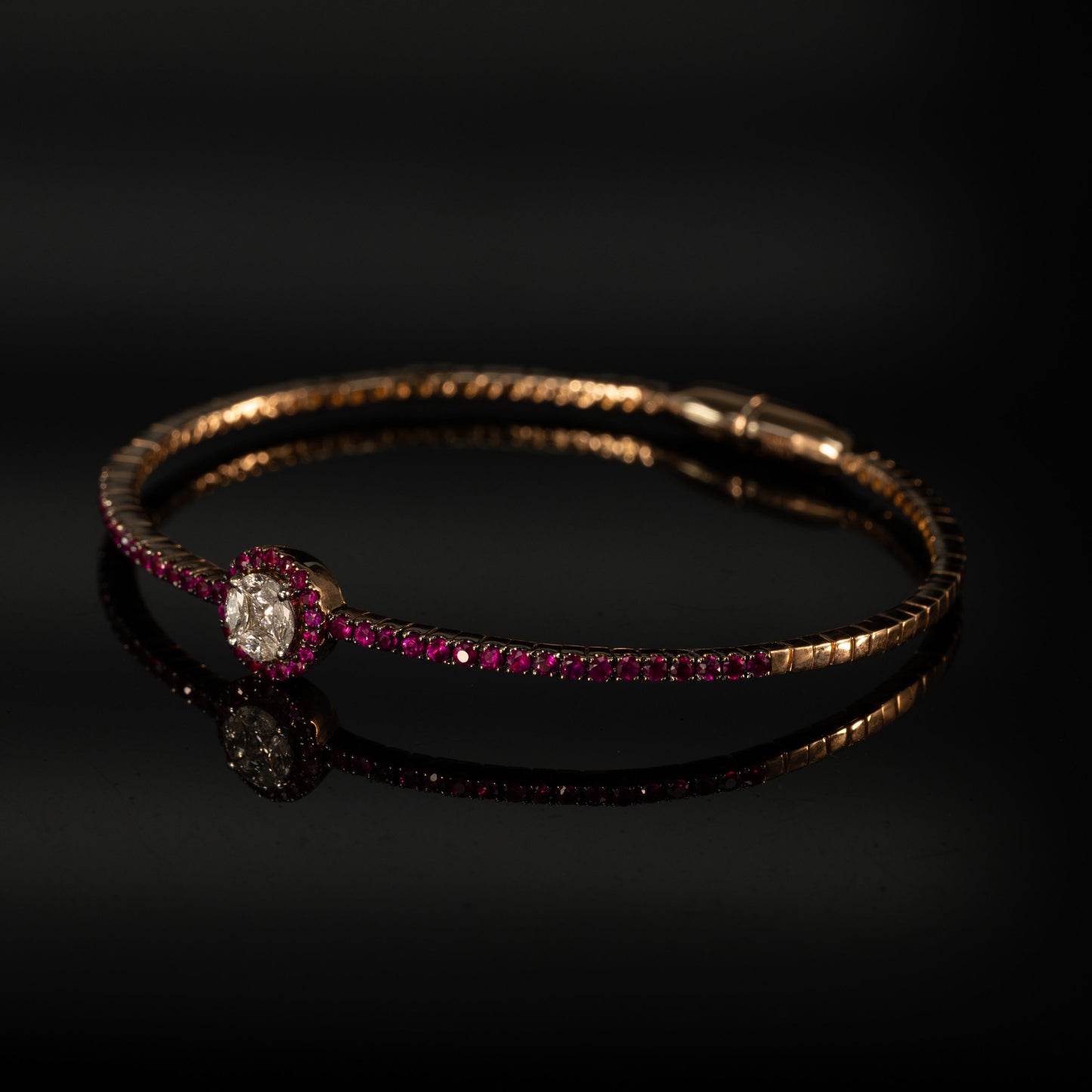 1ctw Diamond and Ruby 18k Rose Gold Bracelet