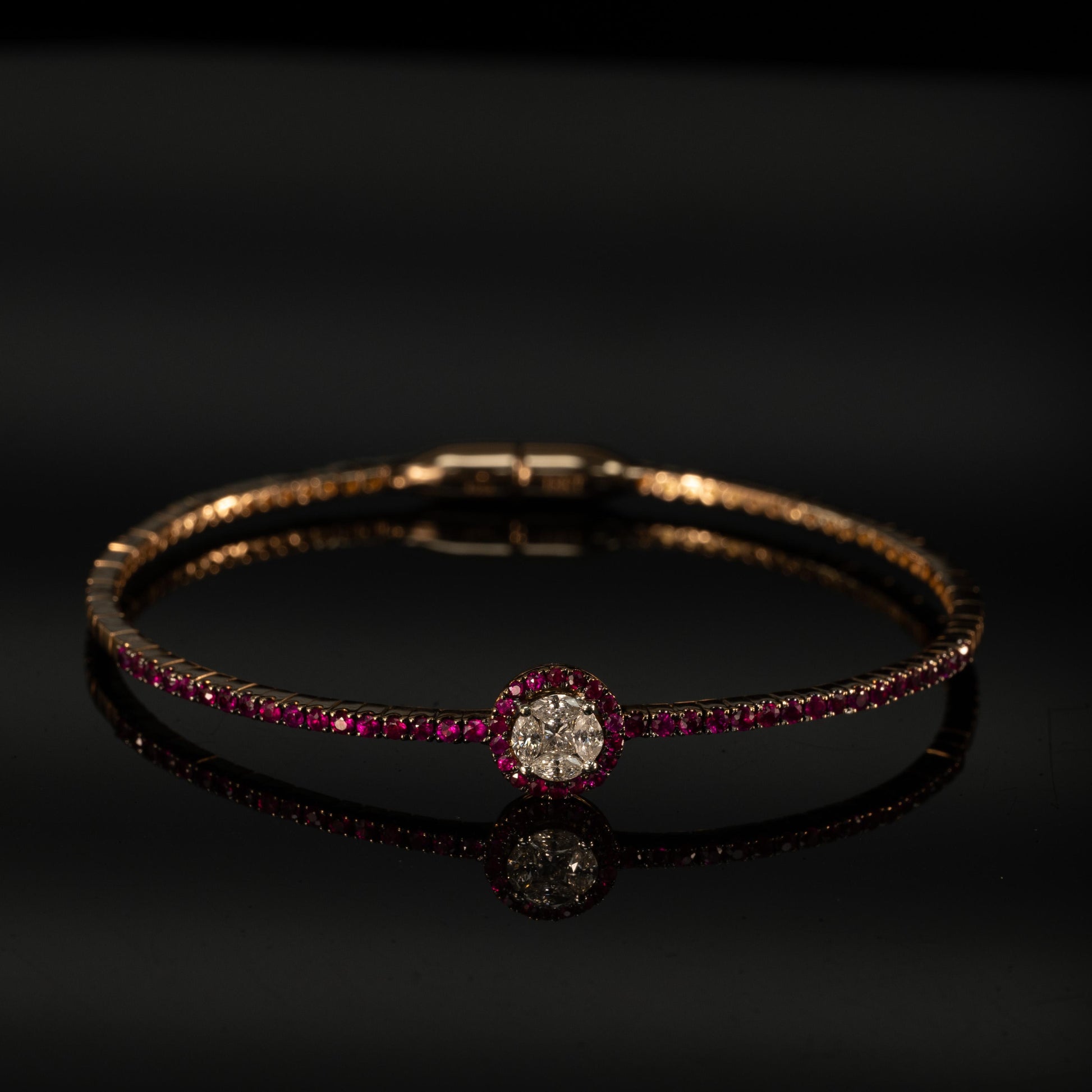 1ctw Diamond and Ruby 18k Rose Gold Bracelet