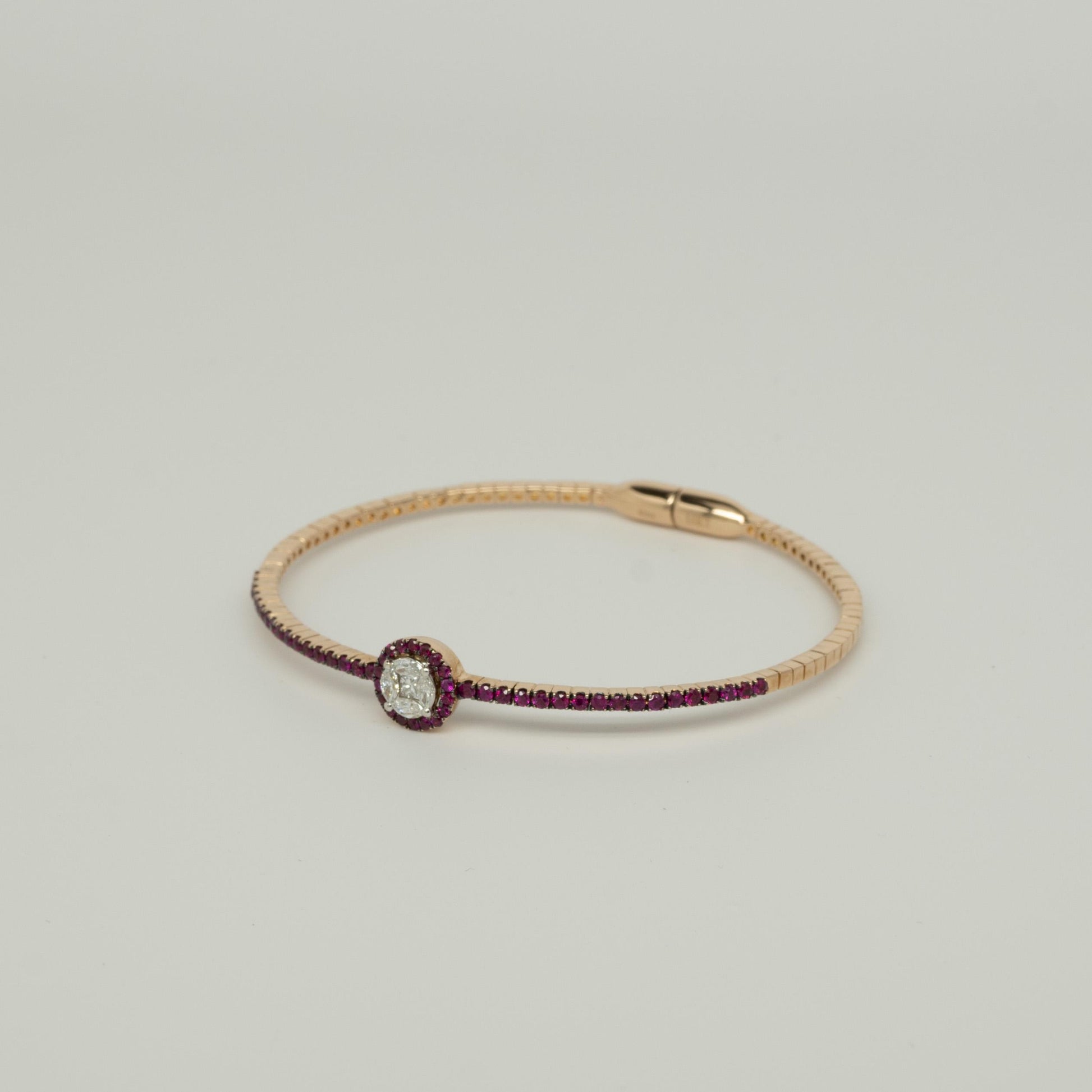 1ctw Diamond and Ruby 18k Rose Gold Bracelet