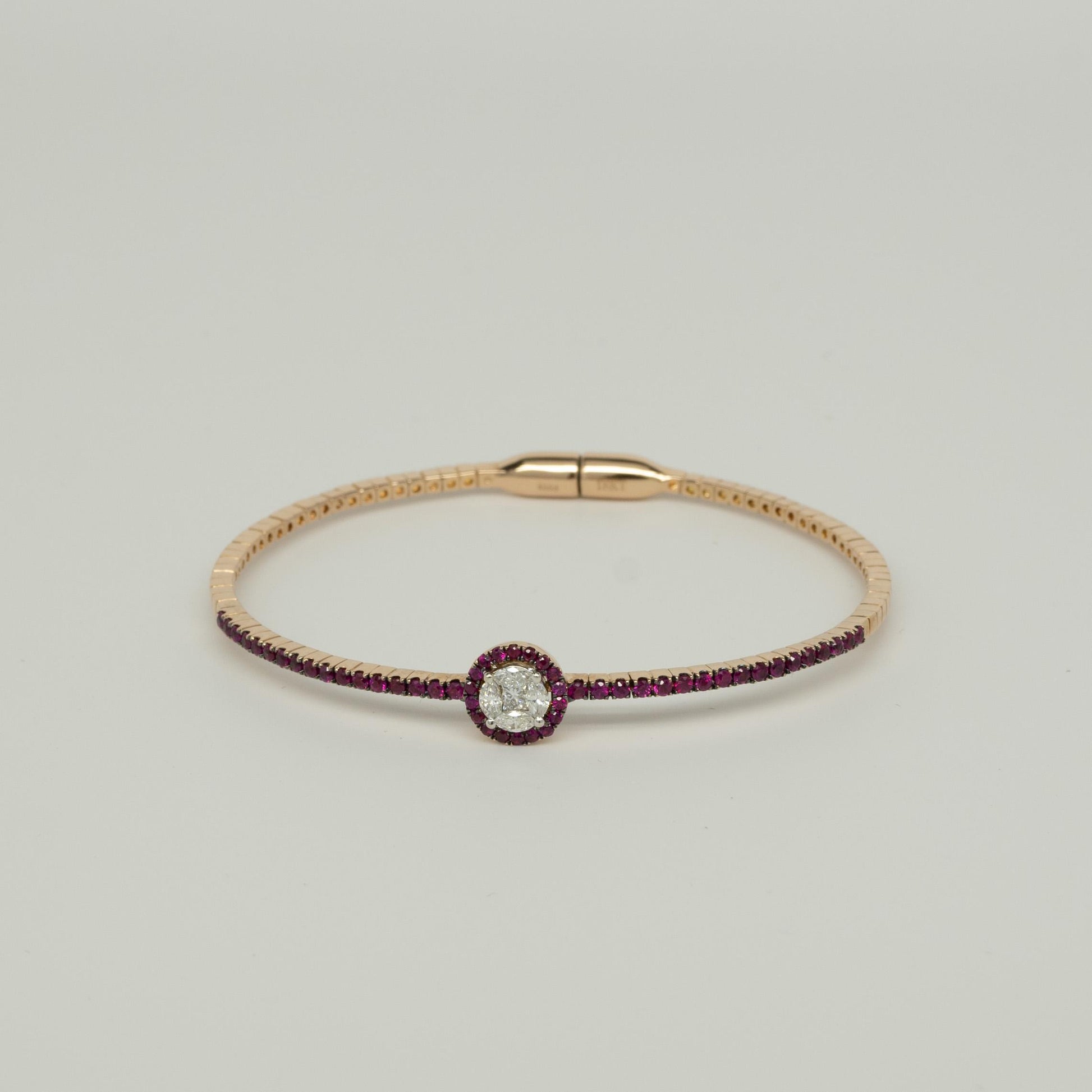 1ctw Diamond and Ruby 18k Rose Gold Bracelet