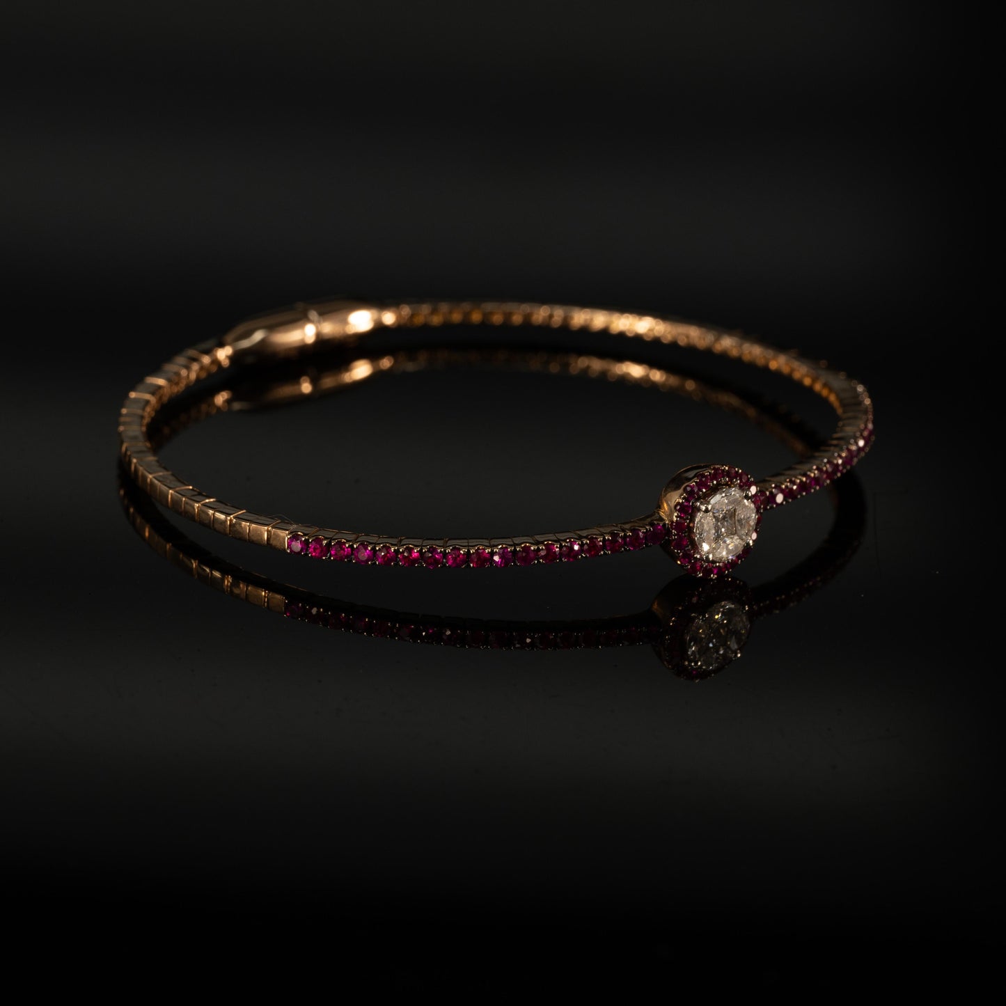 1ctw Diamond and Ruby 18k Rose Gold Bracelet