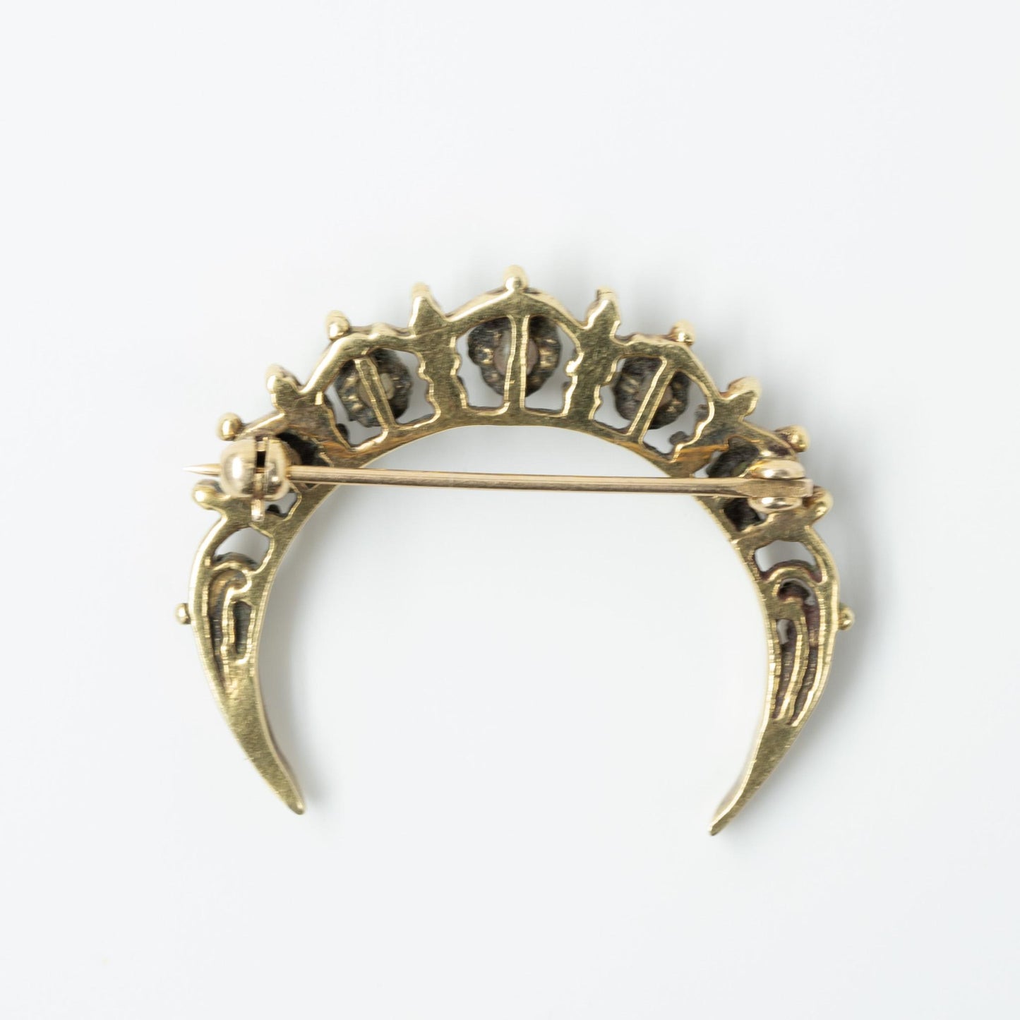 Vintage Crescent Moon Opal Brooch in 10K Yellow Gold