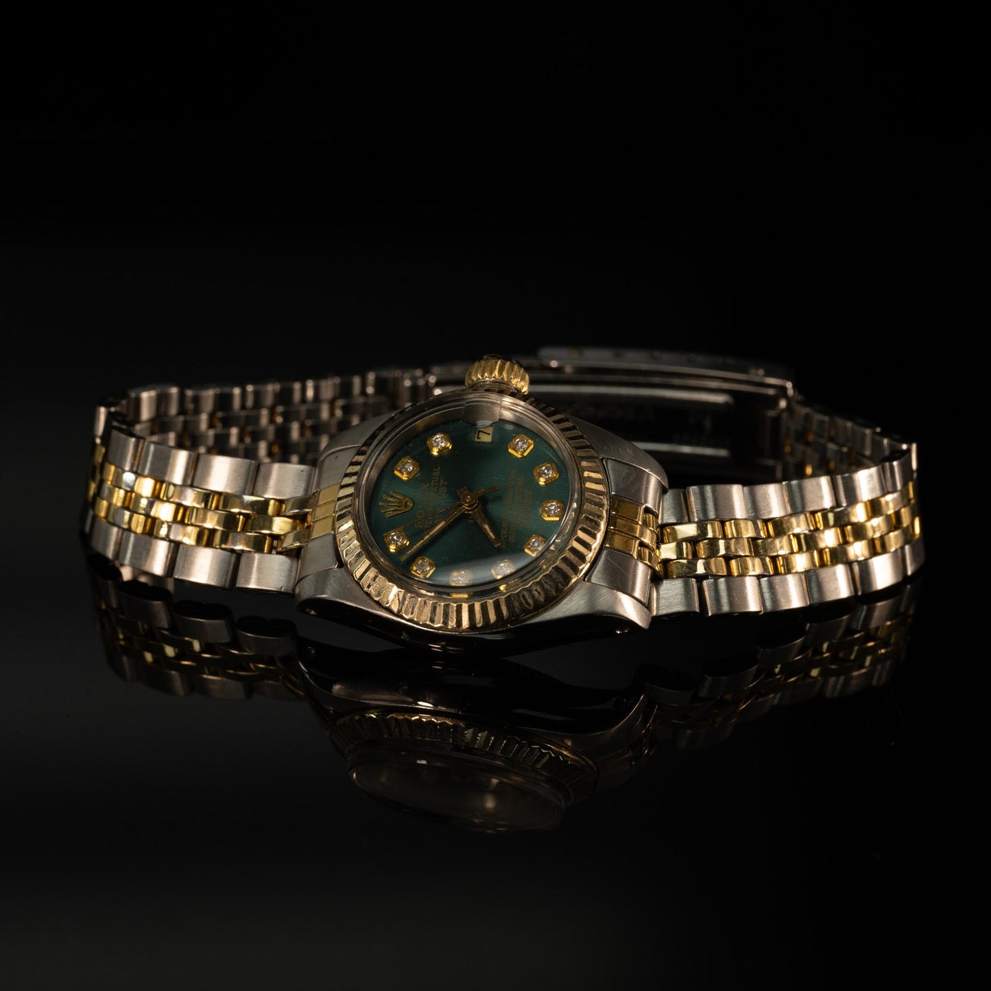 Rolex Tudor Princess DateJust Oysterdate Teal Diamond Dial Two Tone Ref. 92313