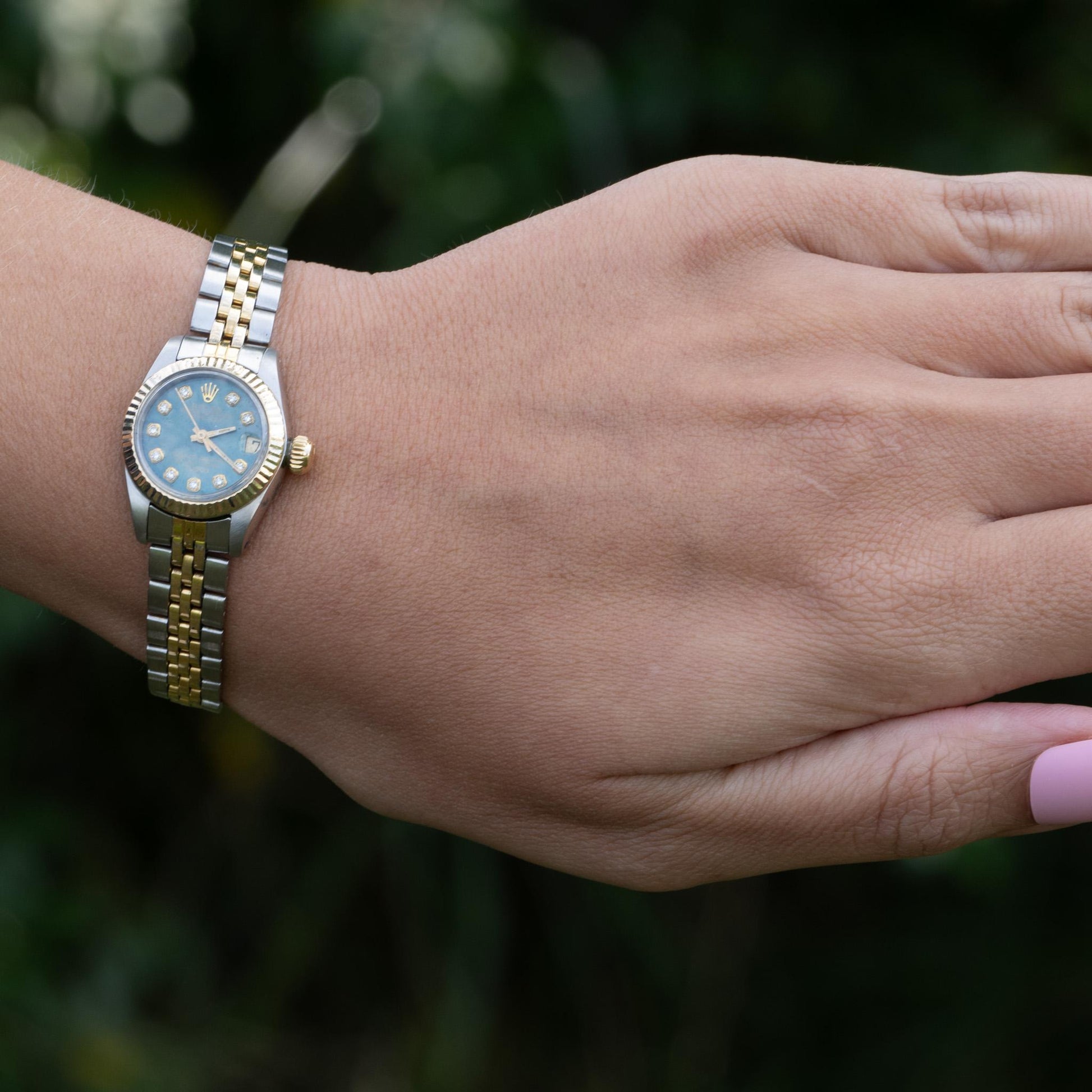 Rolex Tudor Princess DateJust Oysterdate Teal Diamond Dial Two Tone Ref. 92313