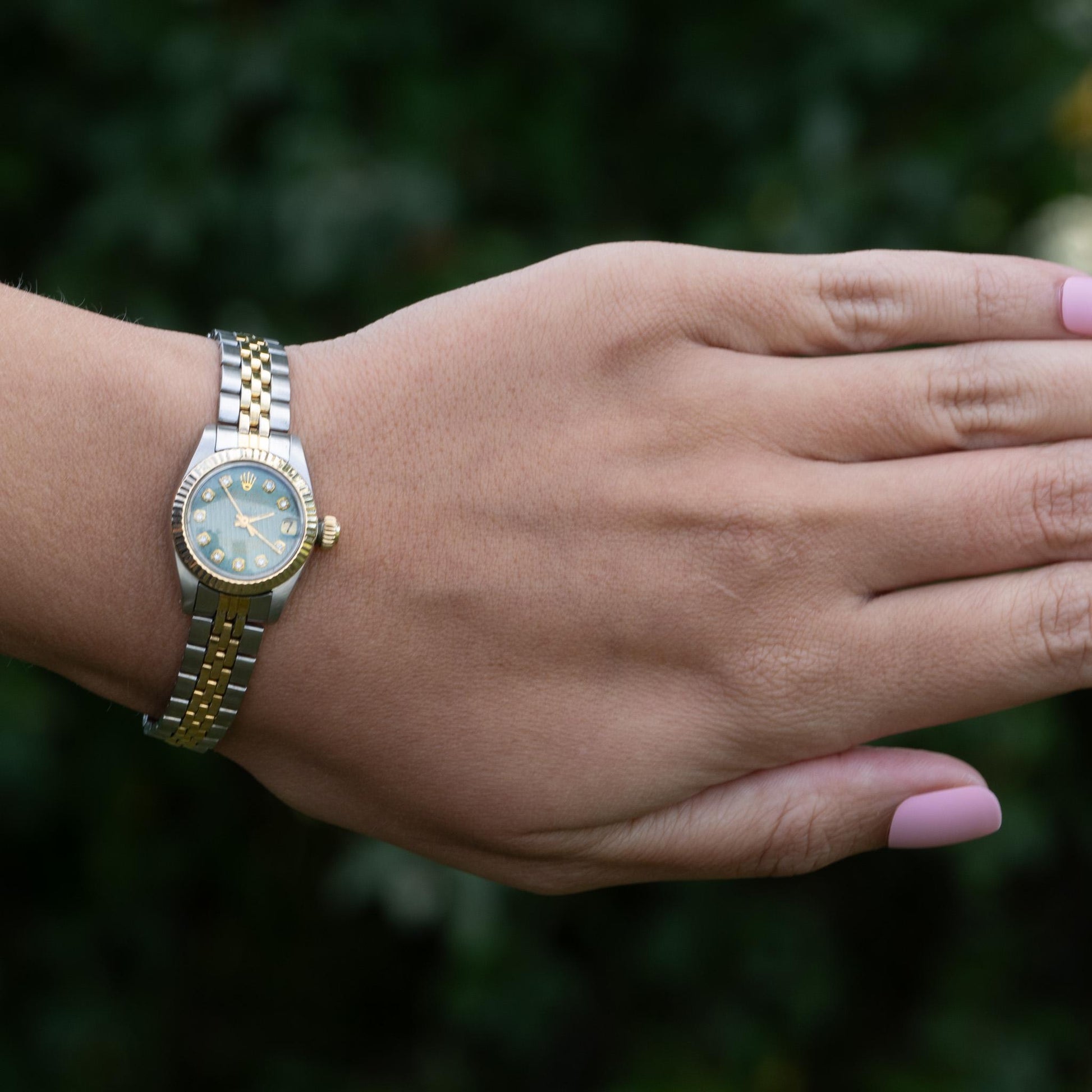 Rolex Tudor Princess DateJust Oysterdate Teal Diamond Dial Two Tone Ref. 92313