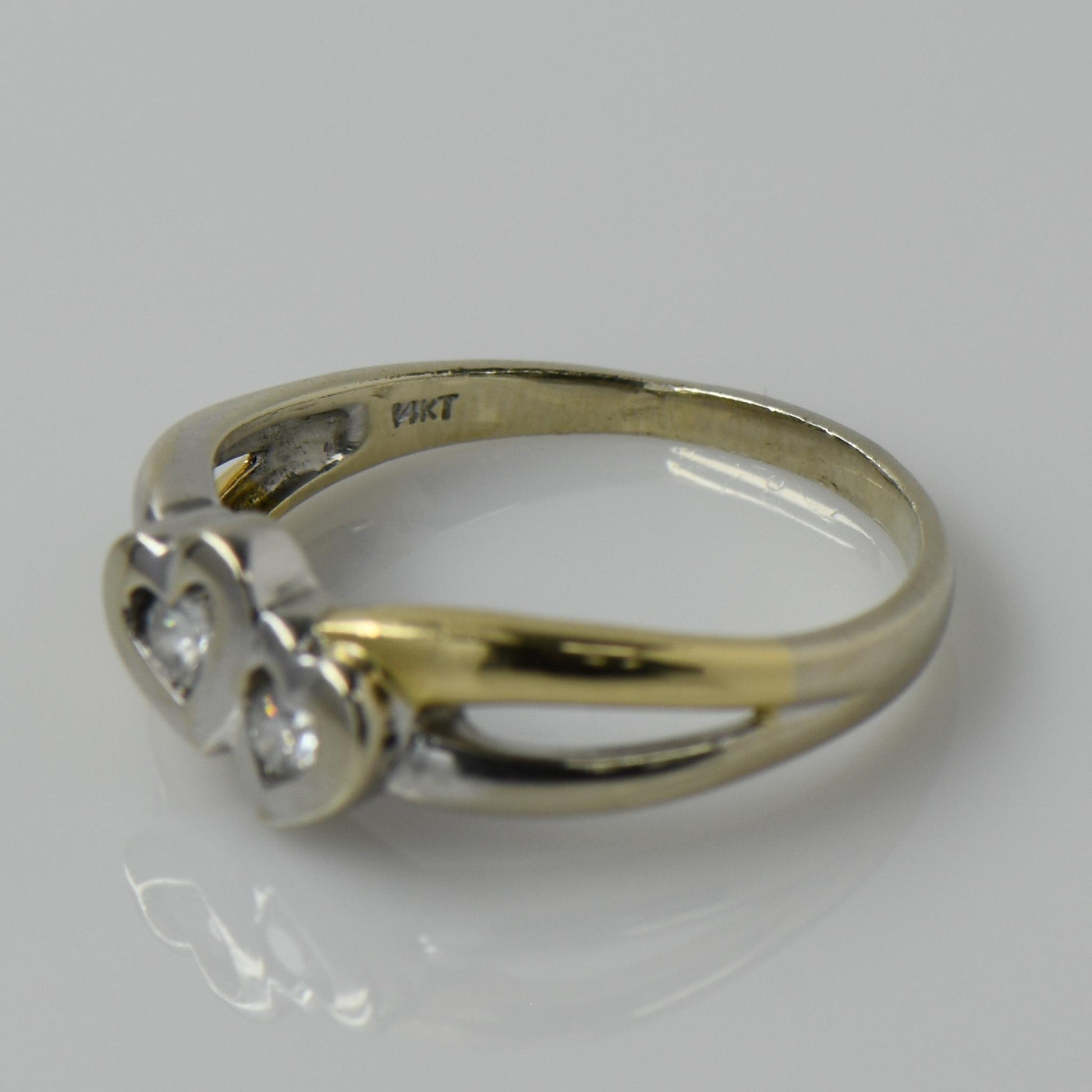 Two Diamond Heart Two-Tone 14k White & Yellow Gold Ring