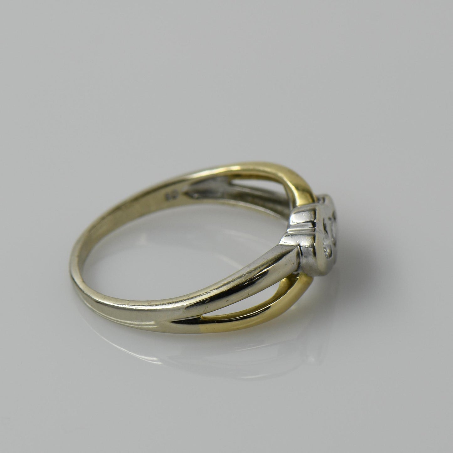 Two Diamond Heart Two-Tone 14k White & Yellow Gold Ring