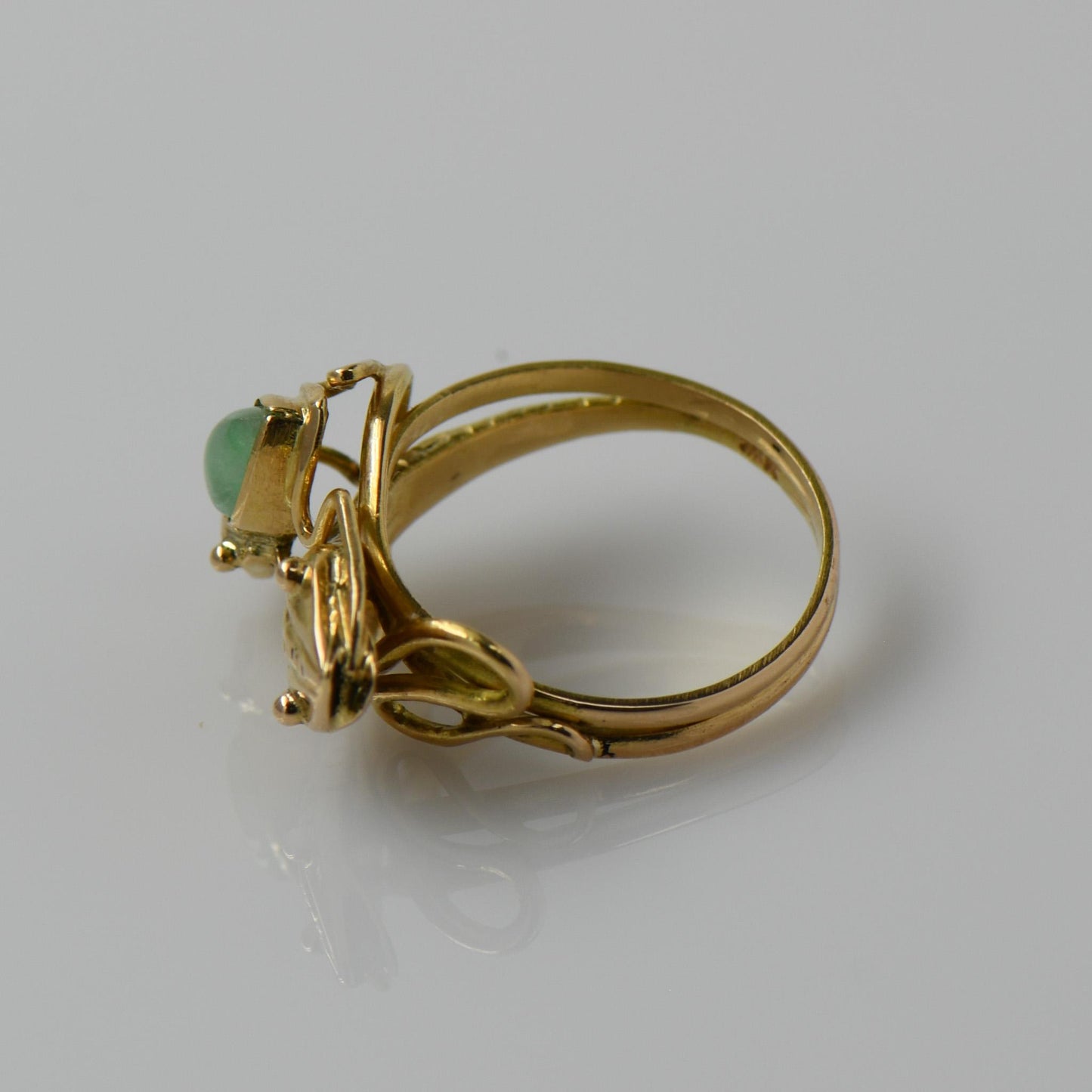 Jade Snake & Frog 18k Yellow Gold Ring