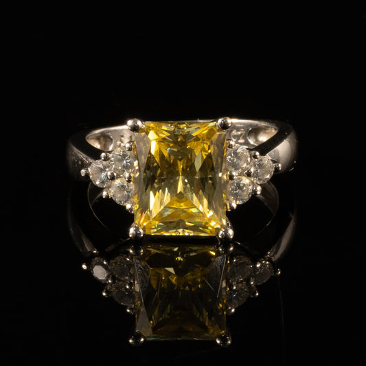 Yellow Radiant Cut CZ 14k White Gold Ring