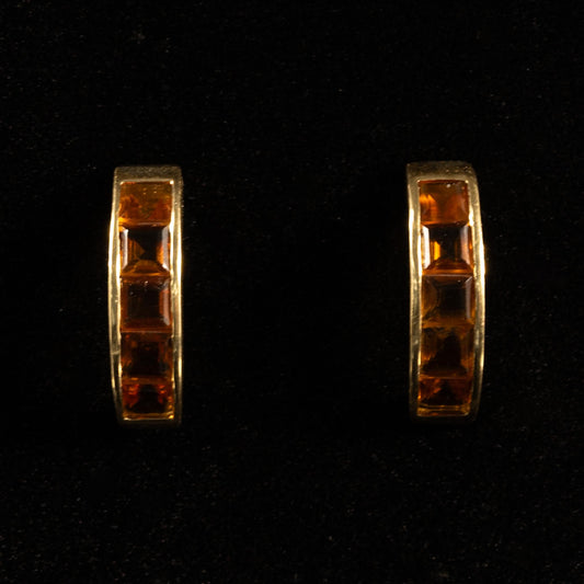 Citrine 14k Yellow Gold Channel Set Drop Earrings