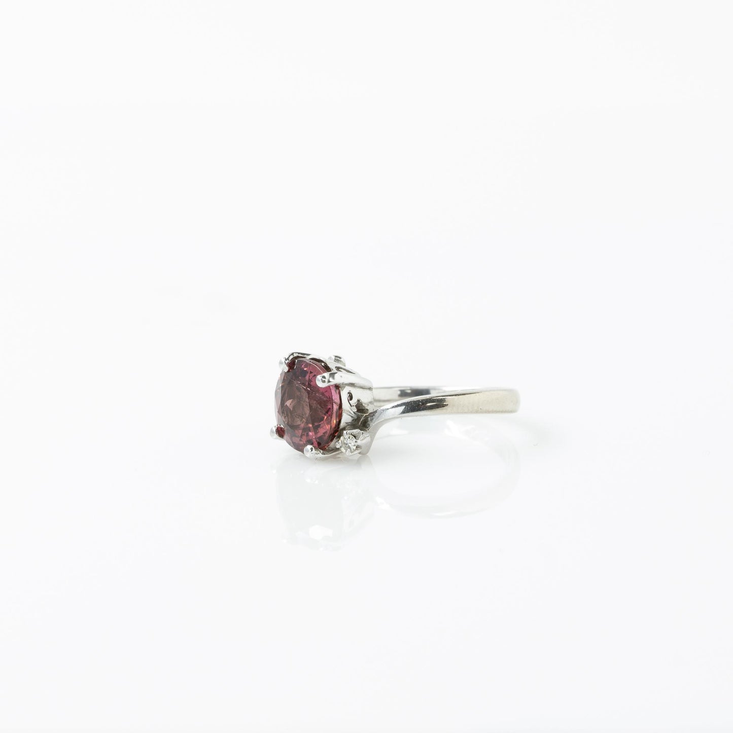 Vintage 2.59ct Pink Tourmaline & Diamond 14k White Gold Ring