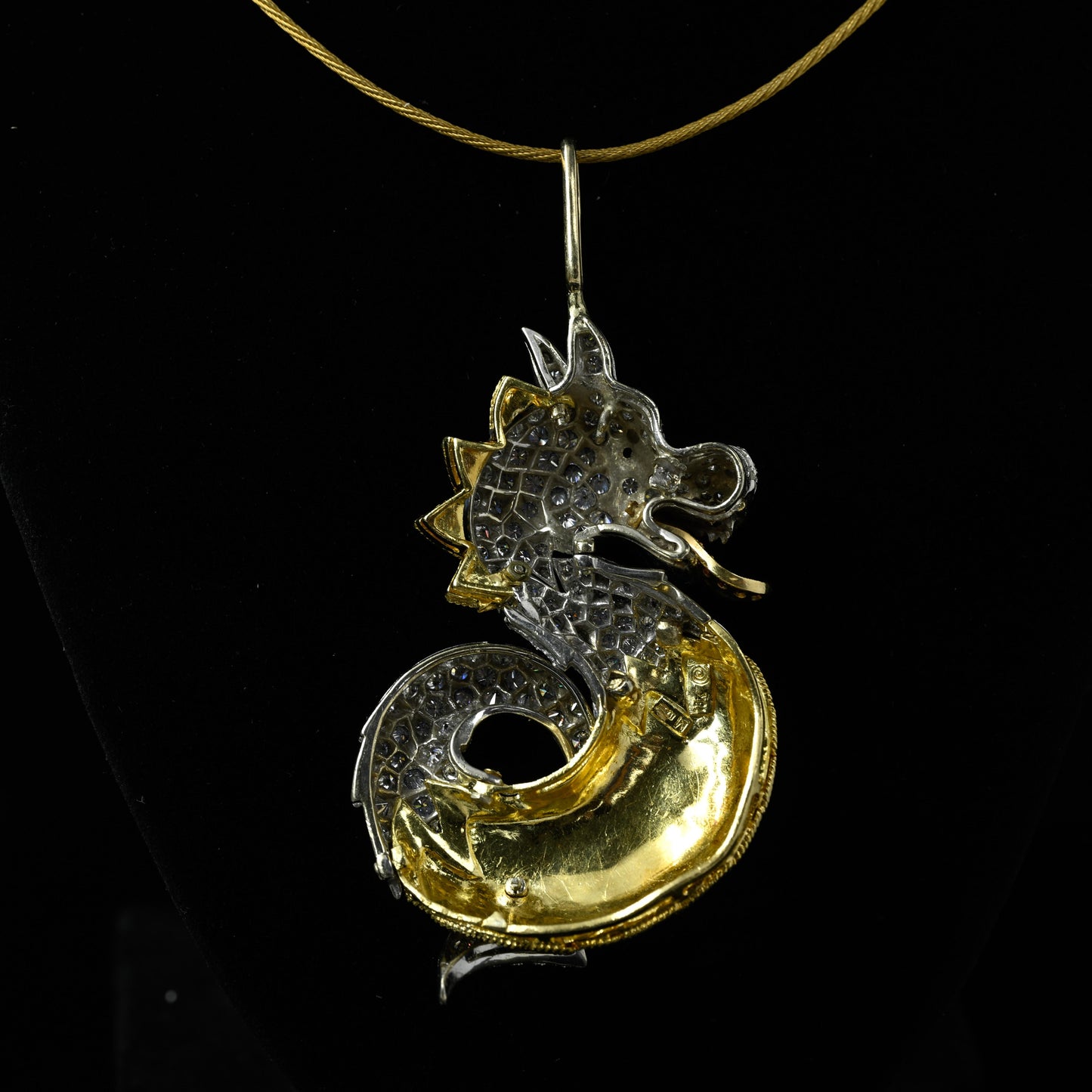 Sea Monster Dragon 8 ctw Diamond, Emerald, & Ruby 18k Gold Articulated Pendant