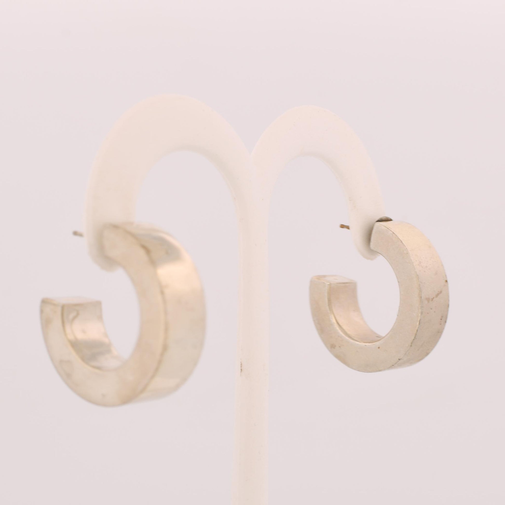 Thick Silver Sterling Half Hoop Earrings