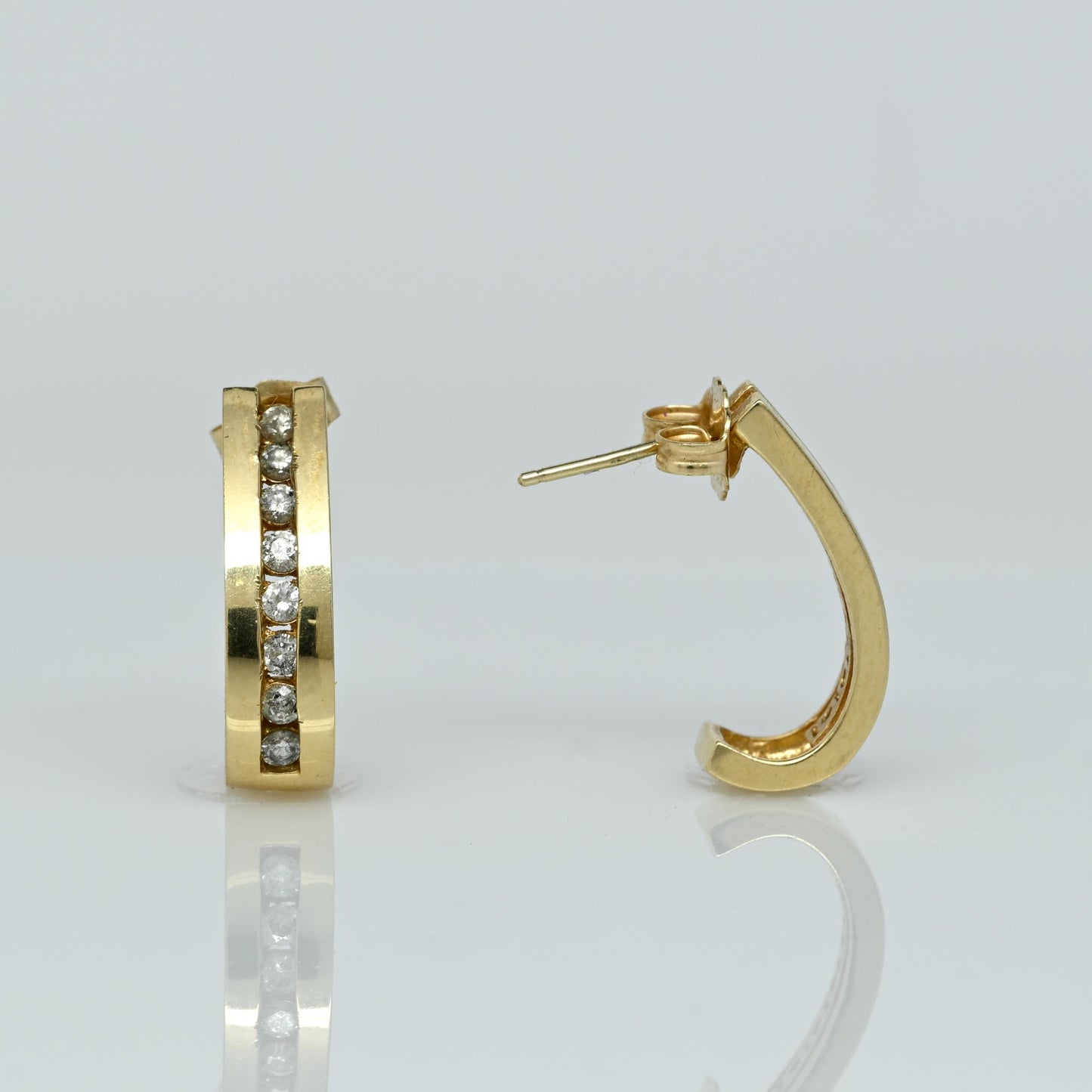 1/2cttw Diamond J Hook 14k Yellow Gold Earrings