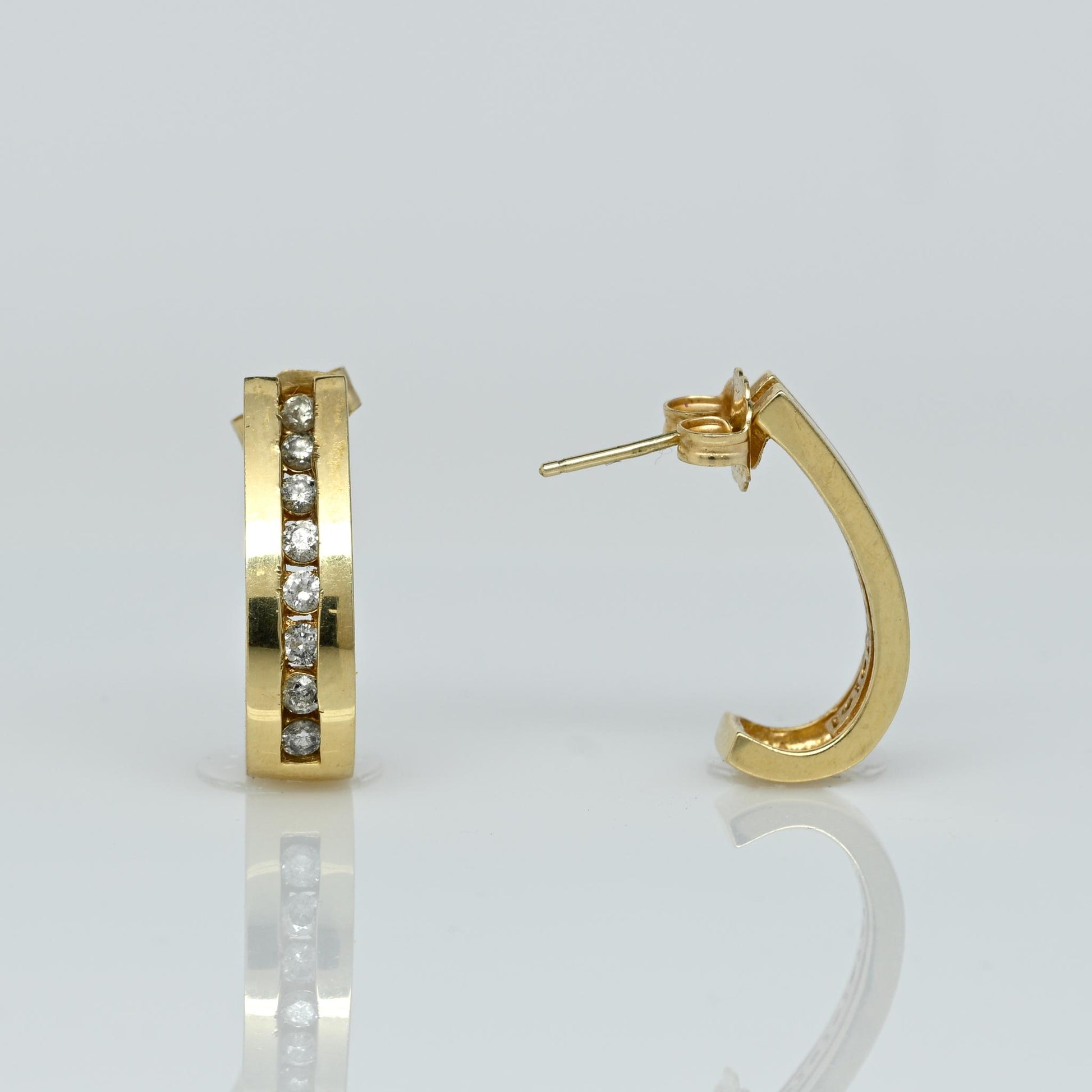 1/2cttw Diamond J Hook 14k Yellow Gold Earrings