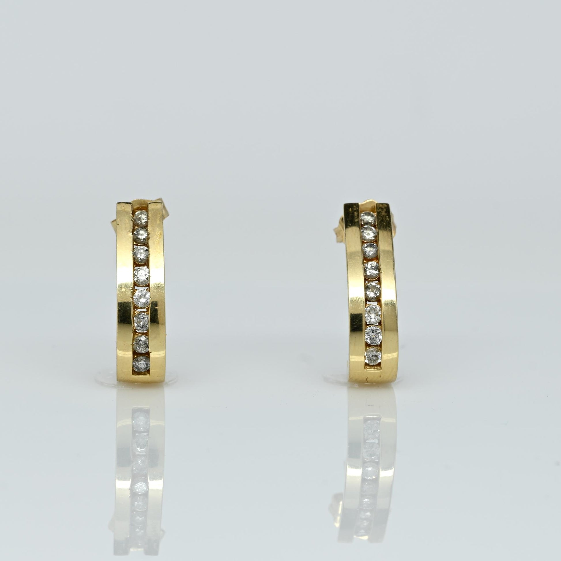 1/2cttw Diamond J Hook 14k Yellow Gold Earrings