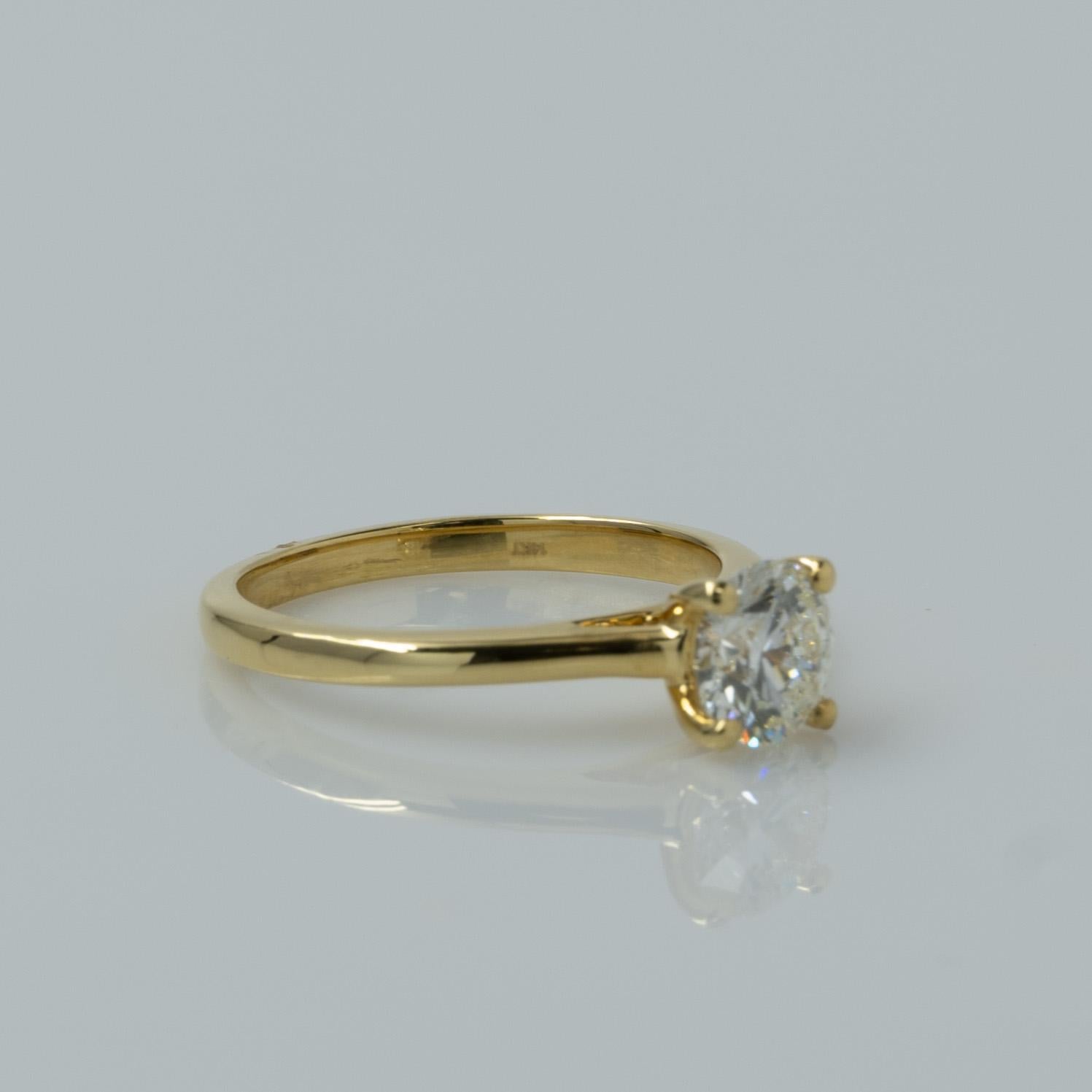 New 1 Carat Round Brilliant Lab Diamond 4 Prong 14k Yellow Gold Solitaire Ring