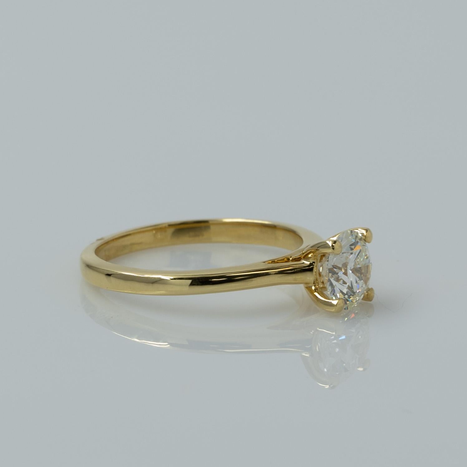 New 1 Carat Round Brilliant Lab Diamond 4 Prong 14k Yellow Gold Solitaire Ring