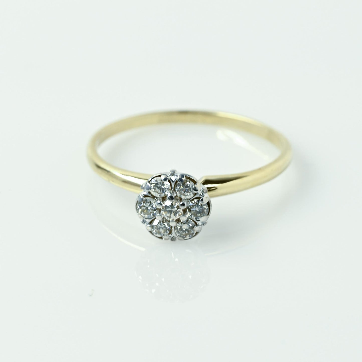 Diamond Cluster "Solitaire" Yellow Gold Ring