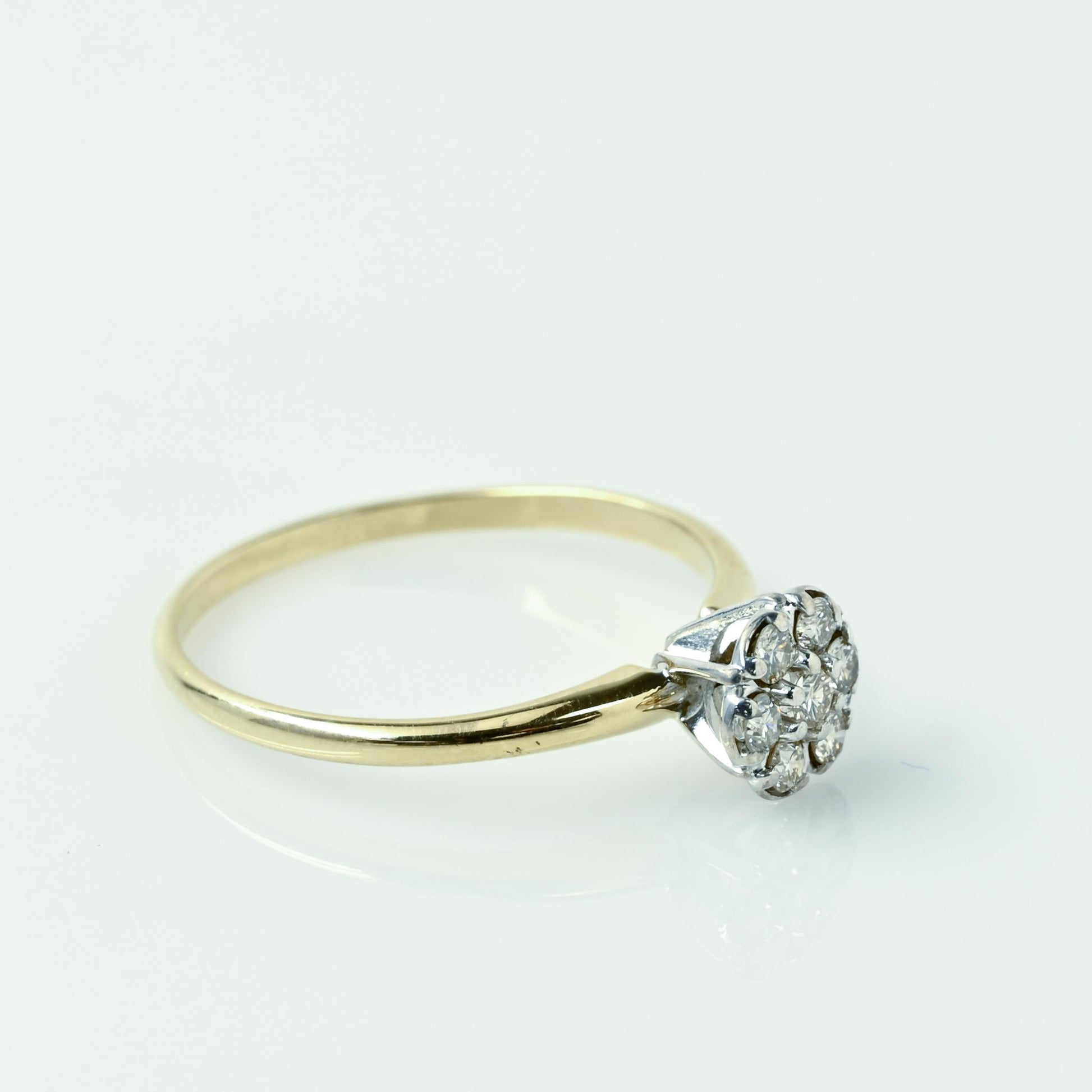 Diamond Cluster "Solitaire" Yellow Gold Ring