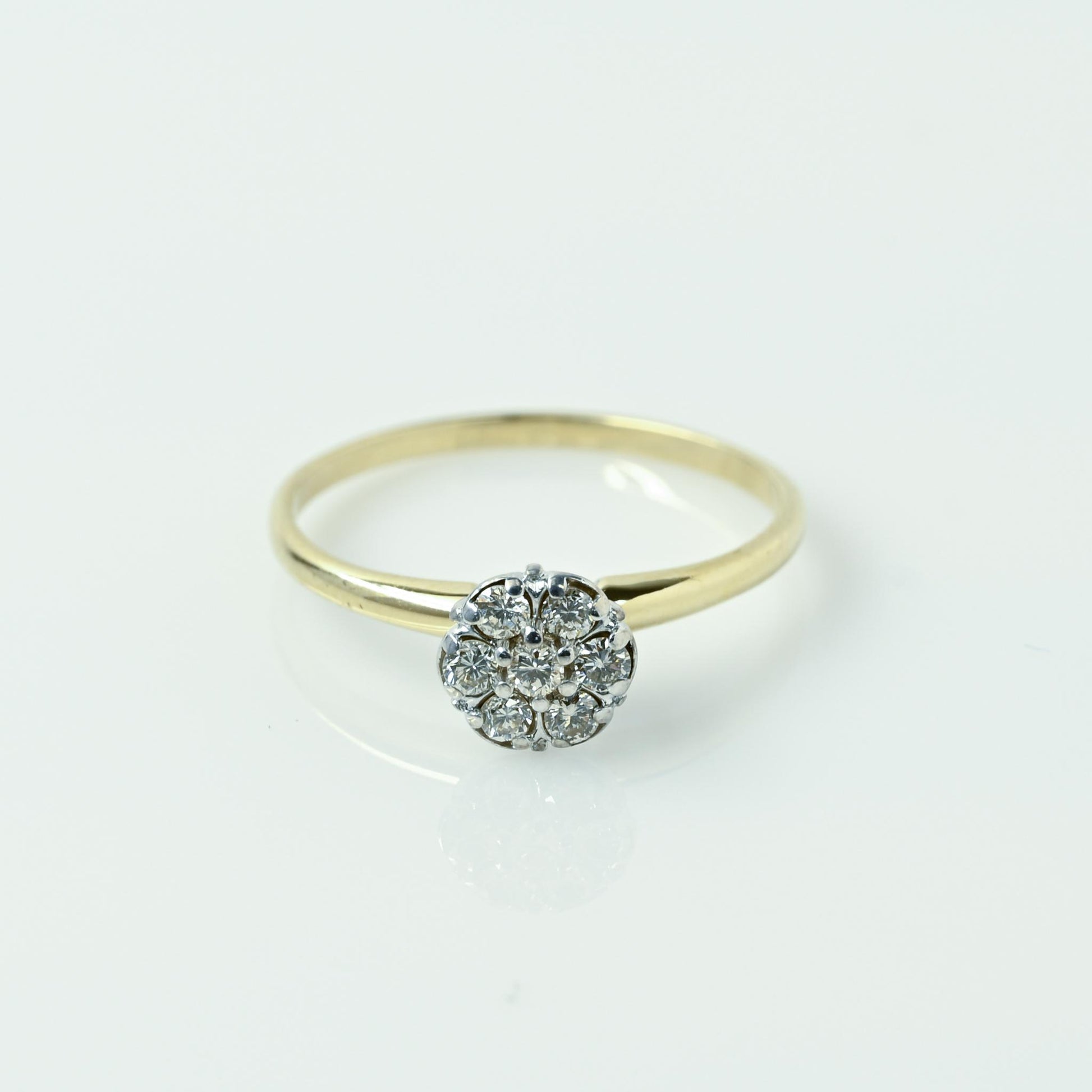 Diamond Cluster "Solitaire" Yellow Gold Ring